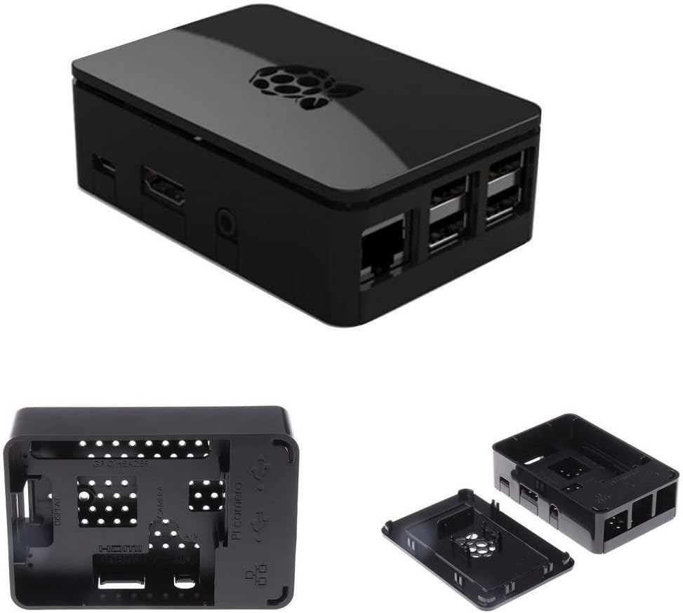 Black Case for Raspberry Pi 3 Model B/B+ ABS Enclosure with Ventilation & Feet