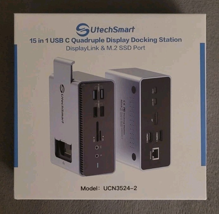 UtechSmart 15 in 1 Full Quadruple Display Docking Station UCN3524-2- Ships Free