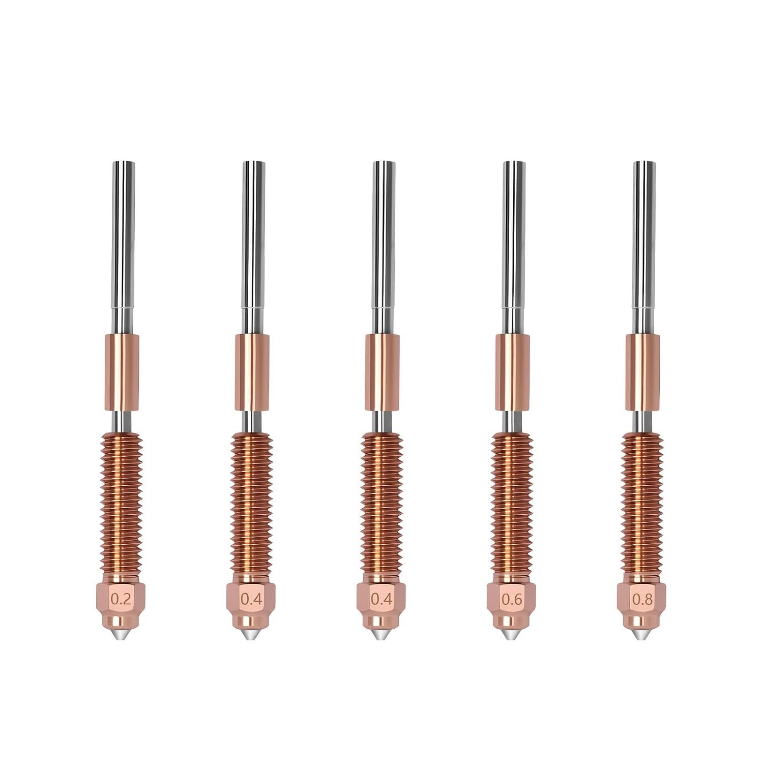 5PCS K2 plus Nozzle Kits, Titanium Copper Alloy Hardened Steel Quick-Swap Nozzle