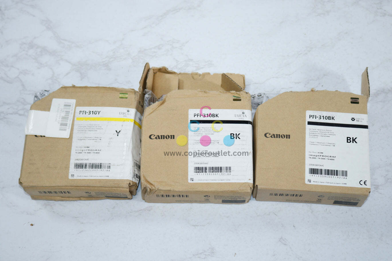 3 Open Canon PFI-310 Y,BK,BK Pigment Ink iPR TX-2000/TX-4000 Same Day Shipping