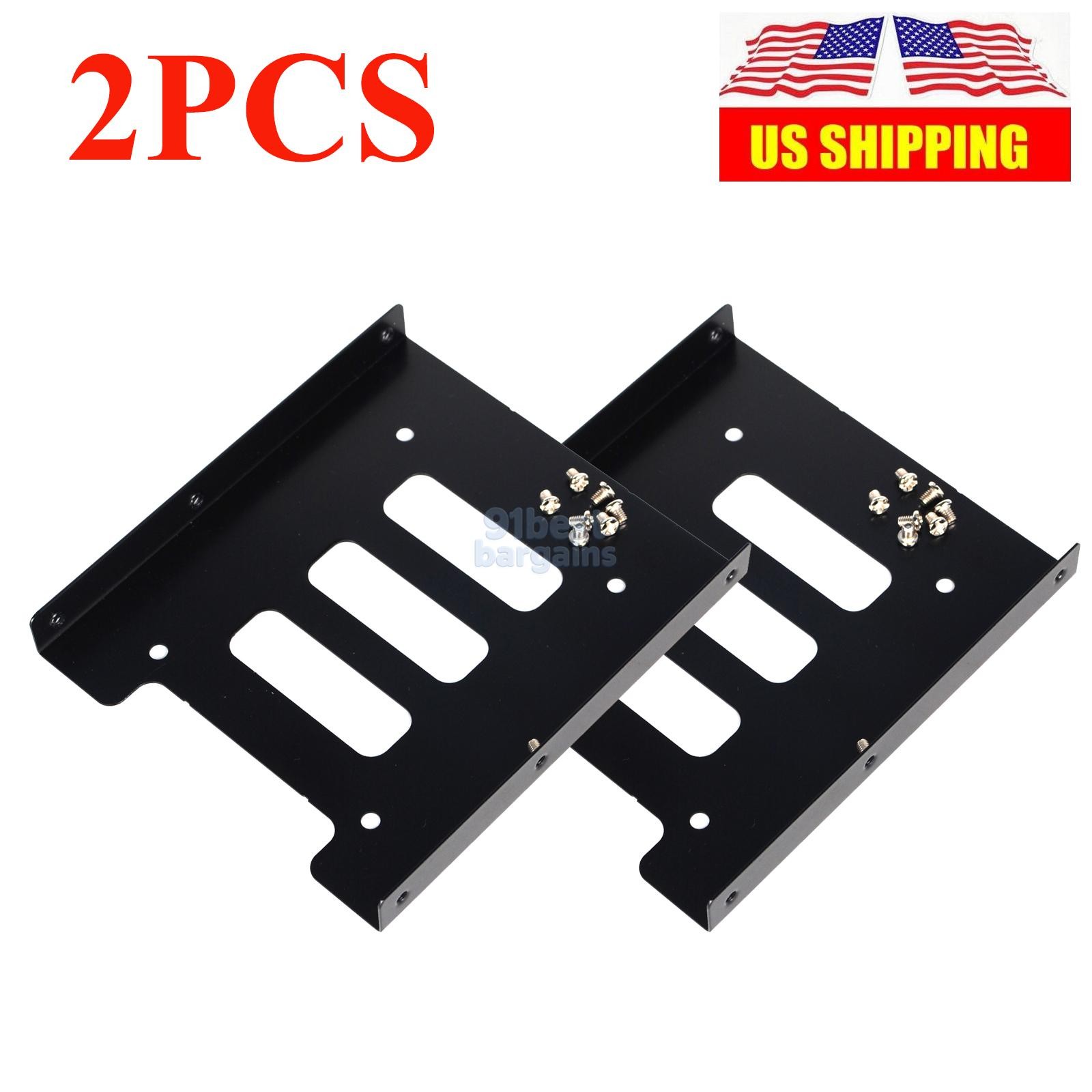 2PCS 2.5" to 3.5"Bay SSD Metal Hard Drive HDD Mounting Bracket Adapter Dock Tray