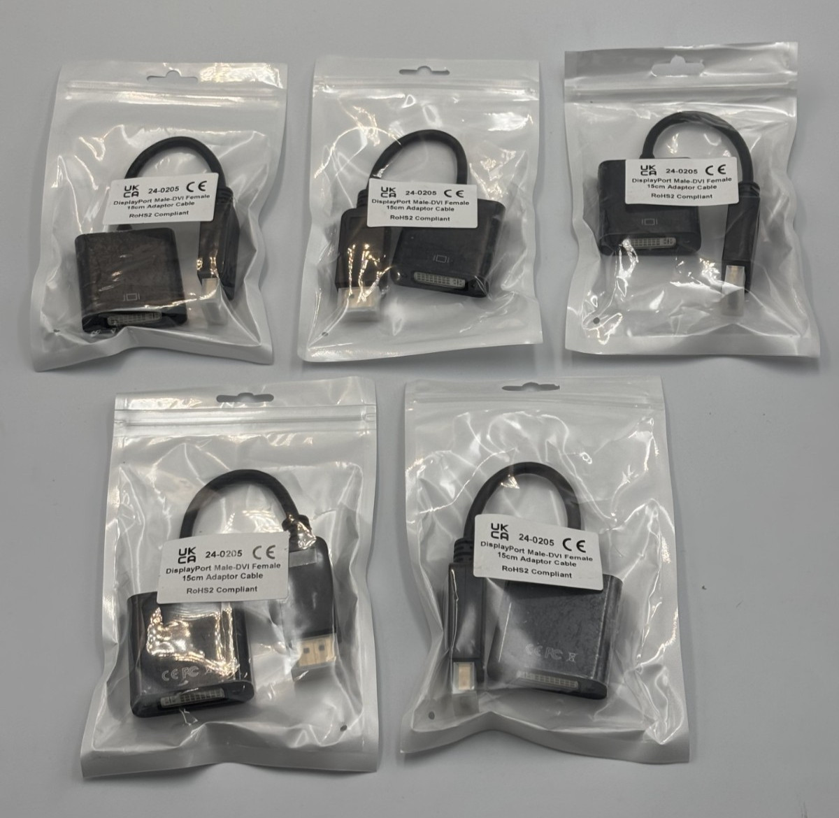 Job Lot 5 x Display Port to DVI-F 15cm Adaptor Cable 24-0205