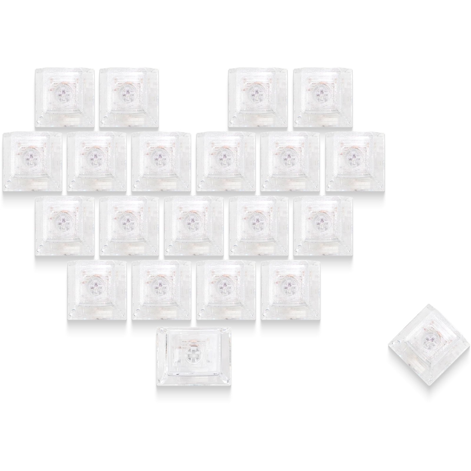 21 PCS XVX Blank Crystal Transparent Keycaps Clear Glitter Custom Profile