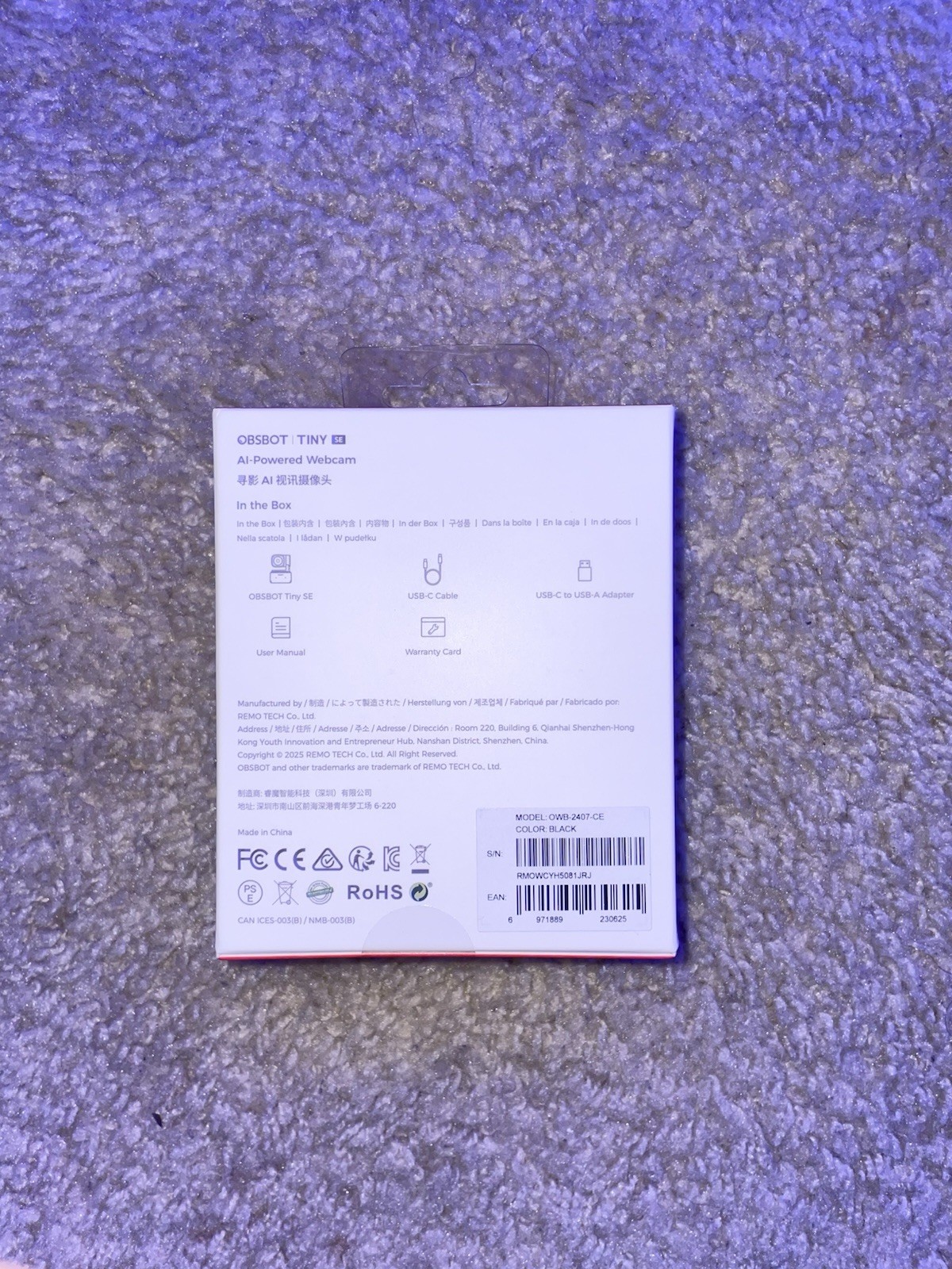 OBSBOT Tiny SE AI Webcam 1080P PTZ Auto Tracking USB NEW Sealed