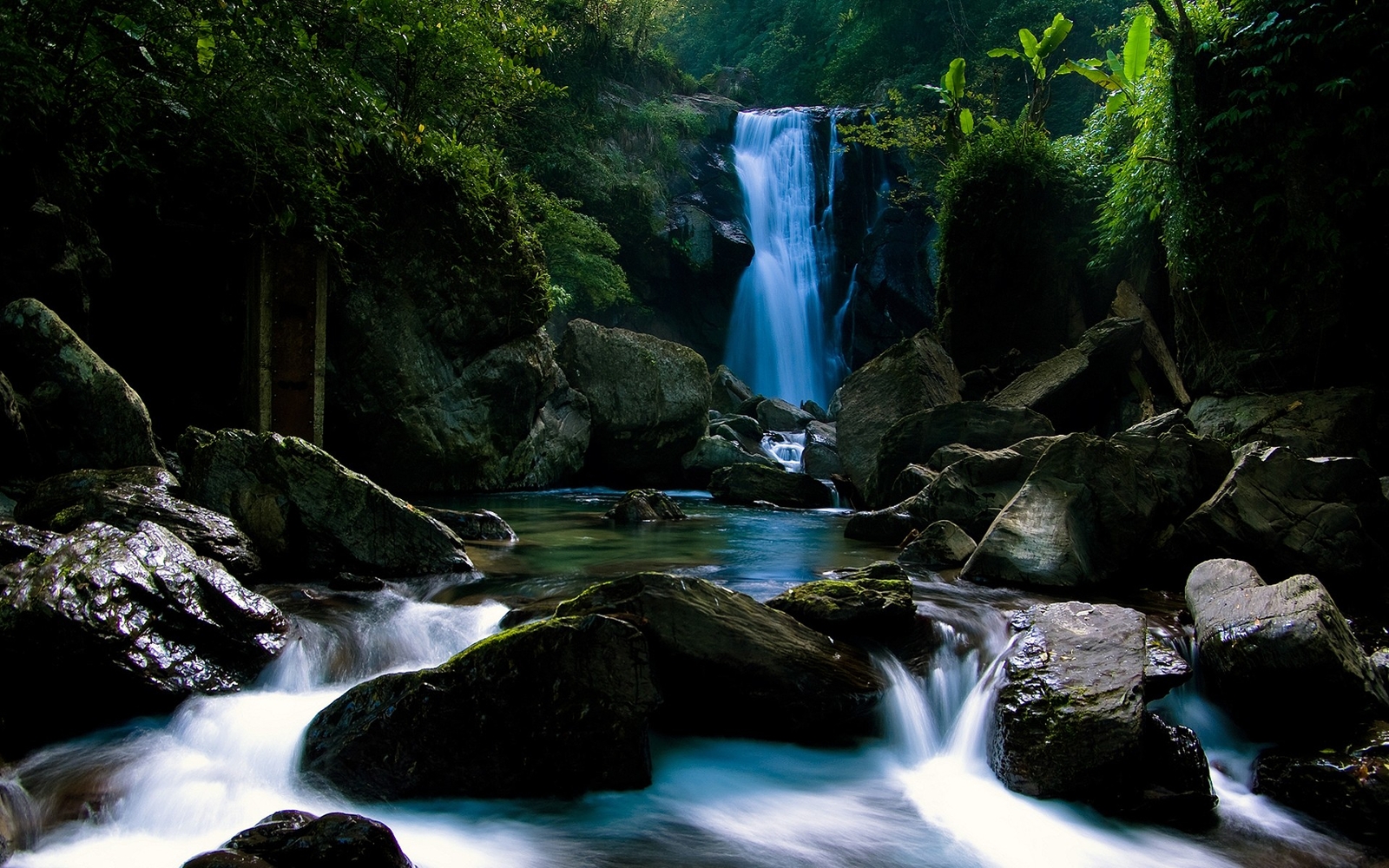Landscape nature waterfall water stones rocks plants Custom Gaming Mat Desk