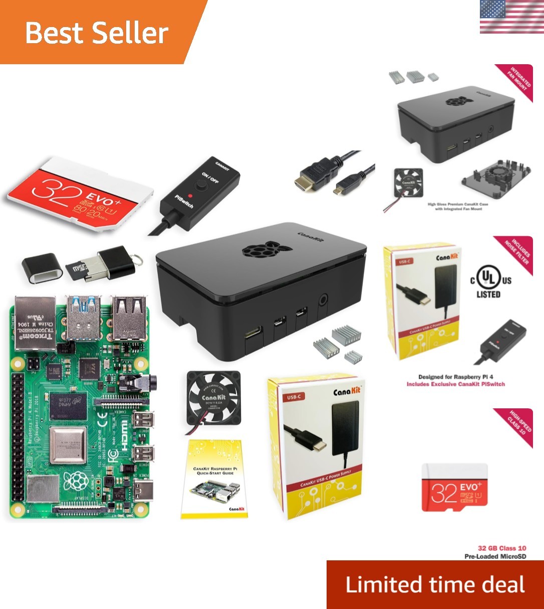 Ultimate Raspberry Pi 4 4GB Starter Kit - Advanced 1.5GHz CPU, Case & Cooling
