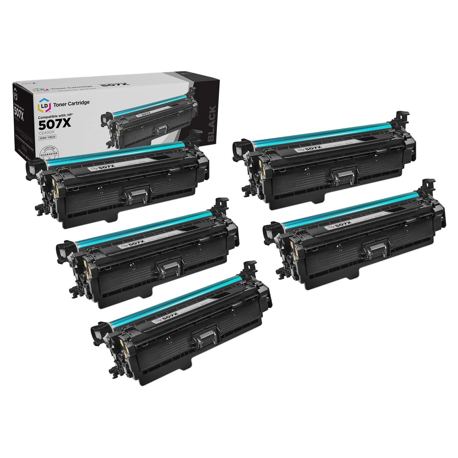 5PK LD Replacement for HP507X Toner works with CE400X 507X LaserJet M551dn