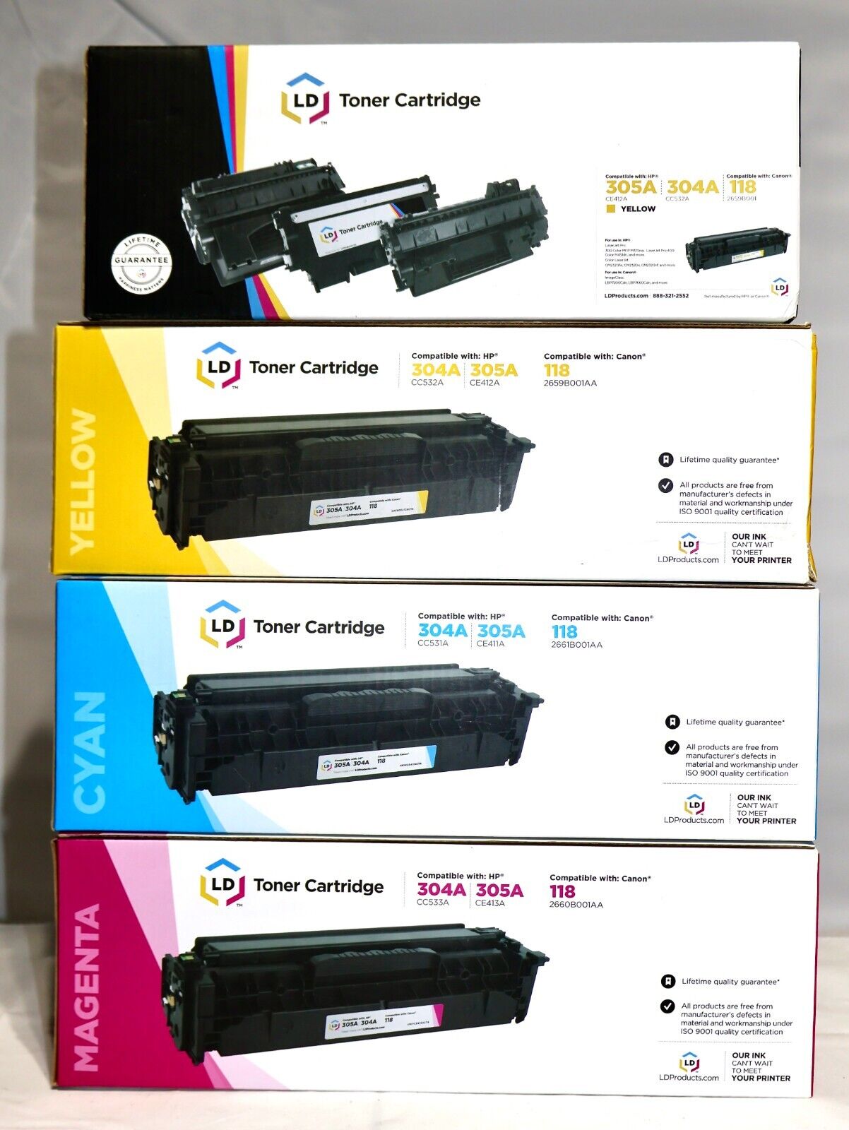 New Still Sealed ;LD Toner Cartridges - Set of 4 For HP Or Canon  Laser Printer