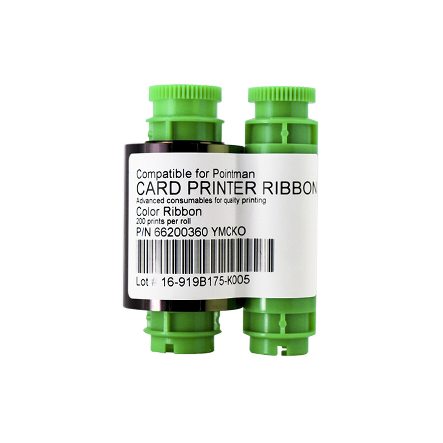 Color Ribbon YMCKO For Pointman TP-9000 Card Printer 200 Prints PN: 66200360