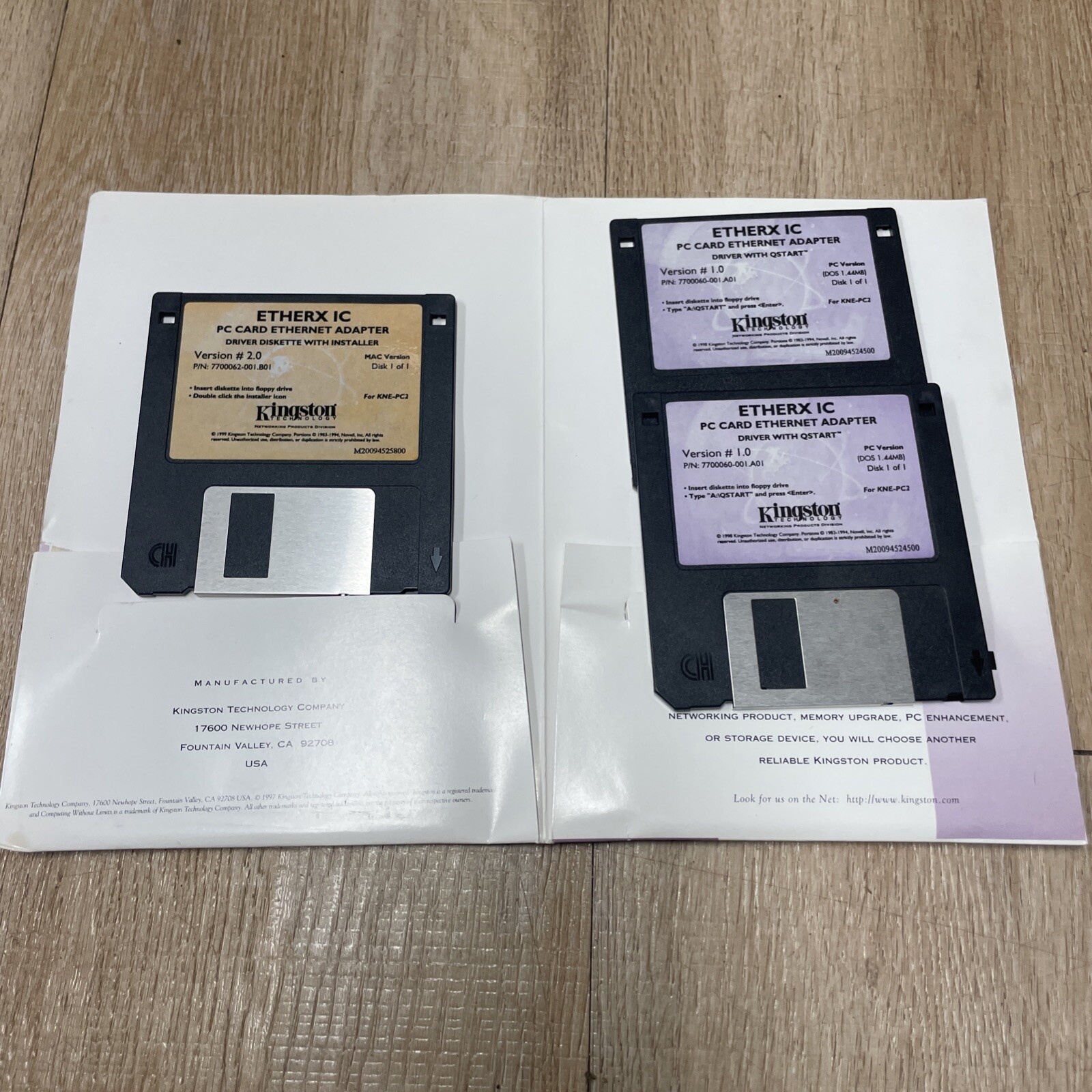 Kingston Etherx IC 1997 Software Floppy Original Rare 3 Floppy Disks