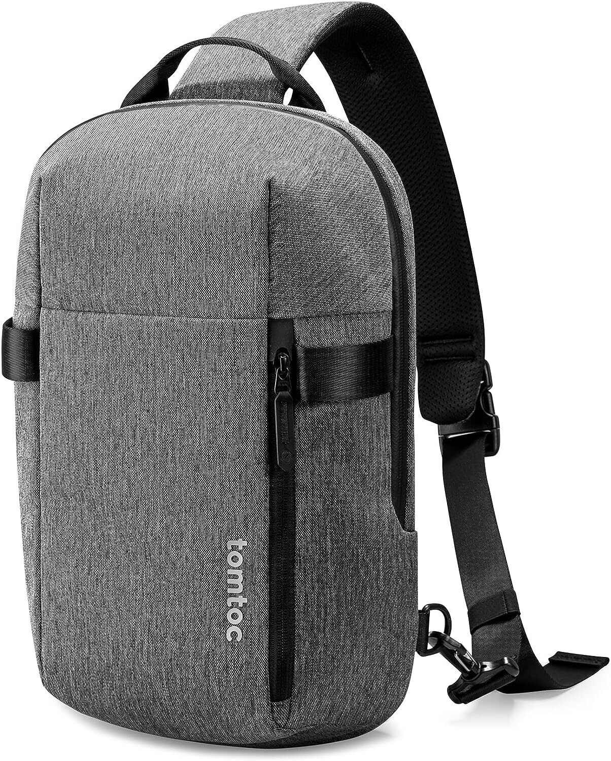 tomtoc 14-inch Compact EDC Sling Bag, Minimalist Chest Shoulder L/7L, Gray 