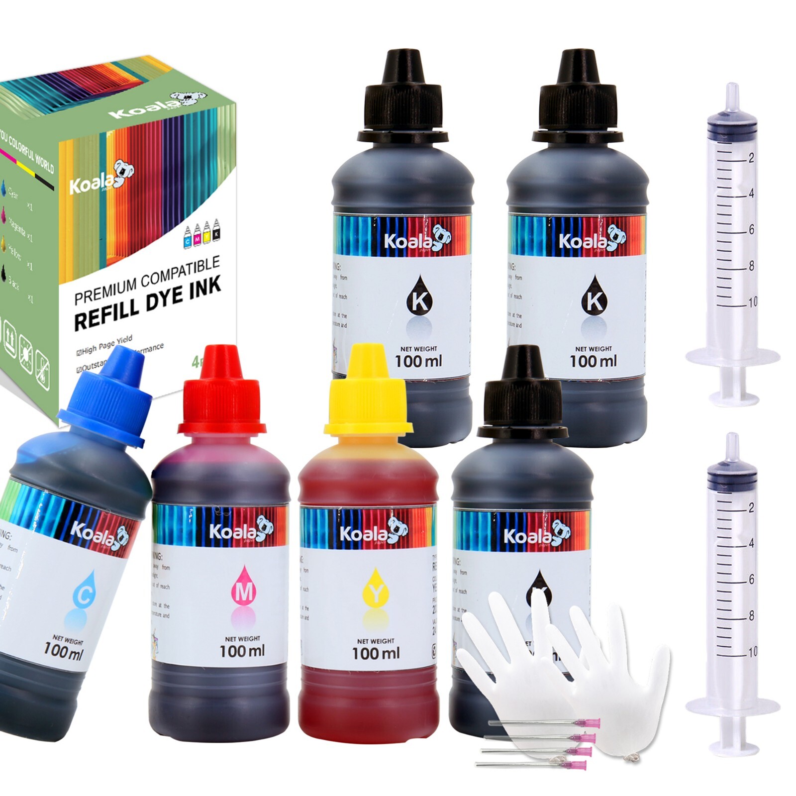 600ML Koala Ink Refill Kit for HP 61 60 62 63 67 950 951 564 920 901 Refill Ink