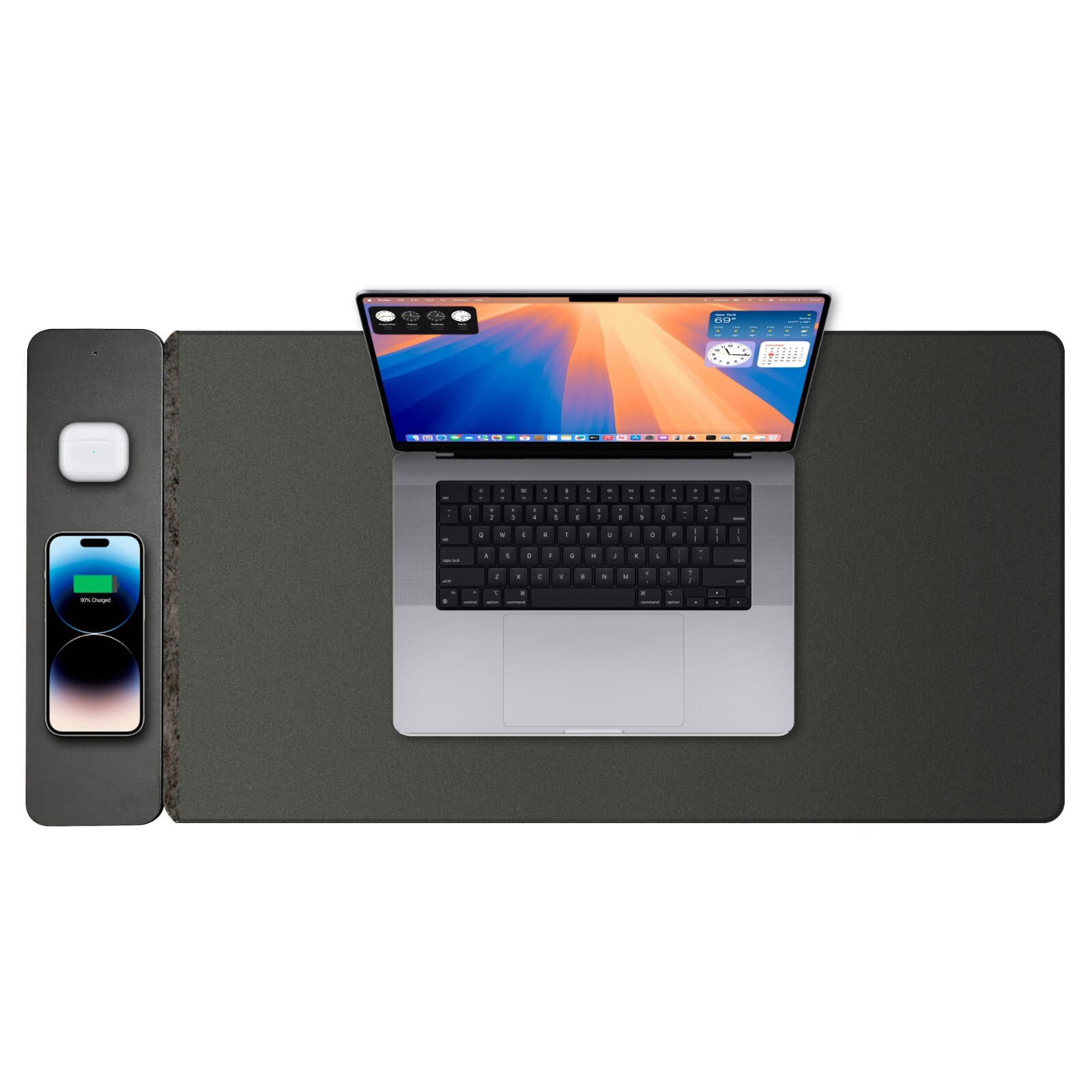Laser Wireless Charging Desk Mat Black | 15W Fast Charger | Dual-Sided Design