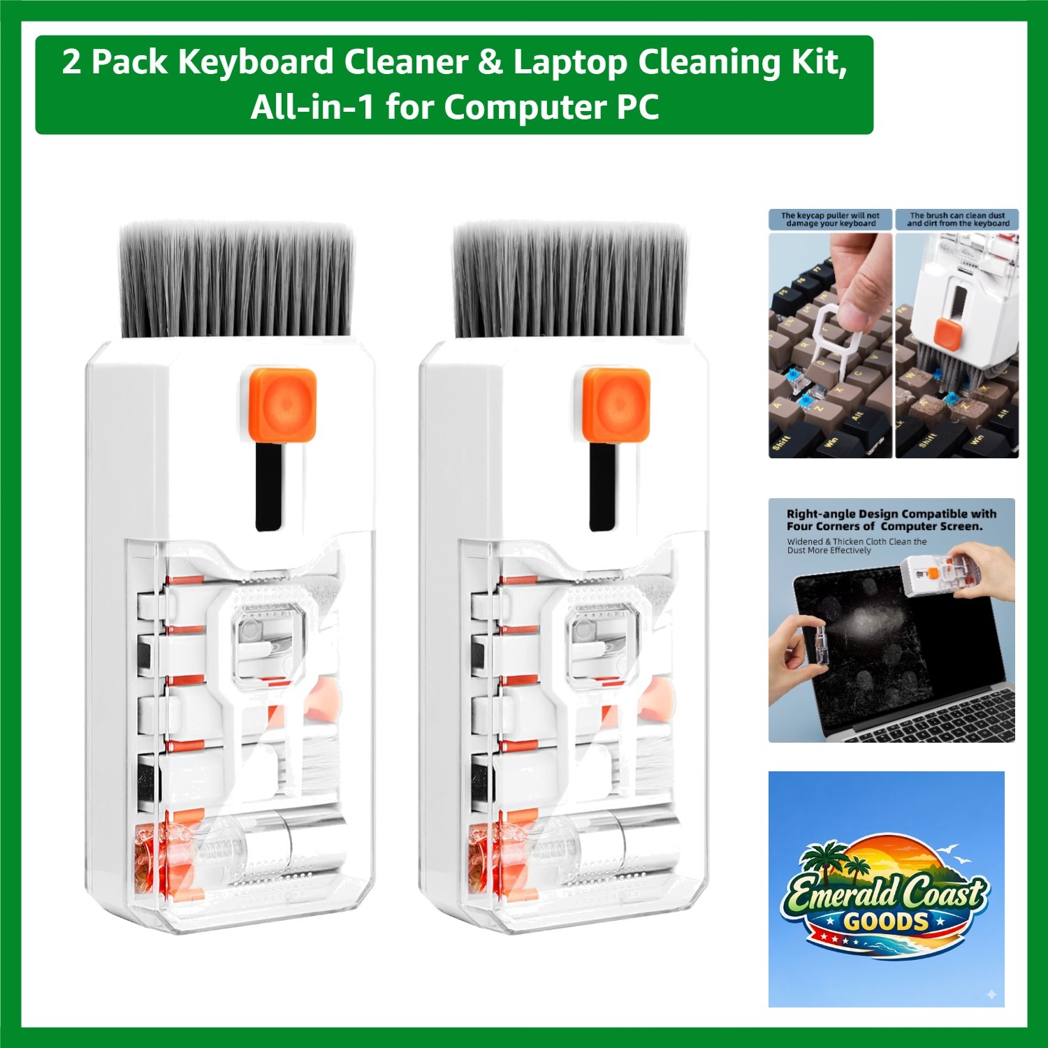 Upgrade Your Clean - 2-Pack Keyboard & Laptop Cleaner with Multi-Use Accessories