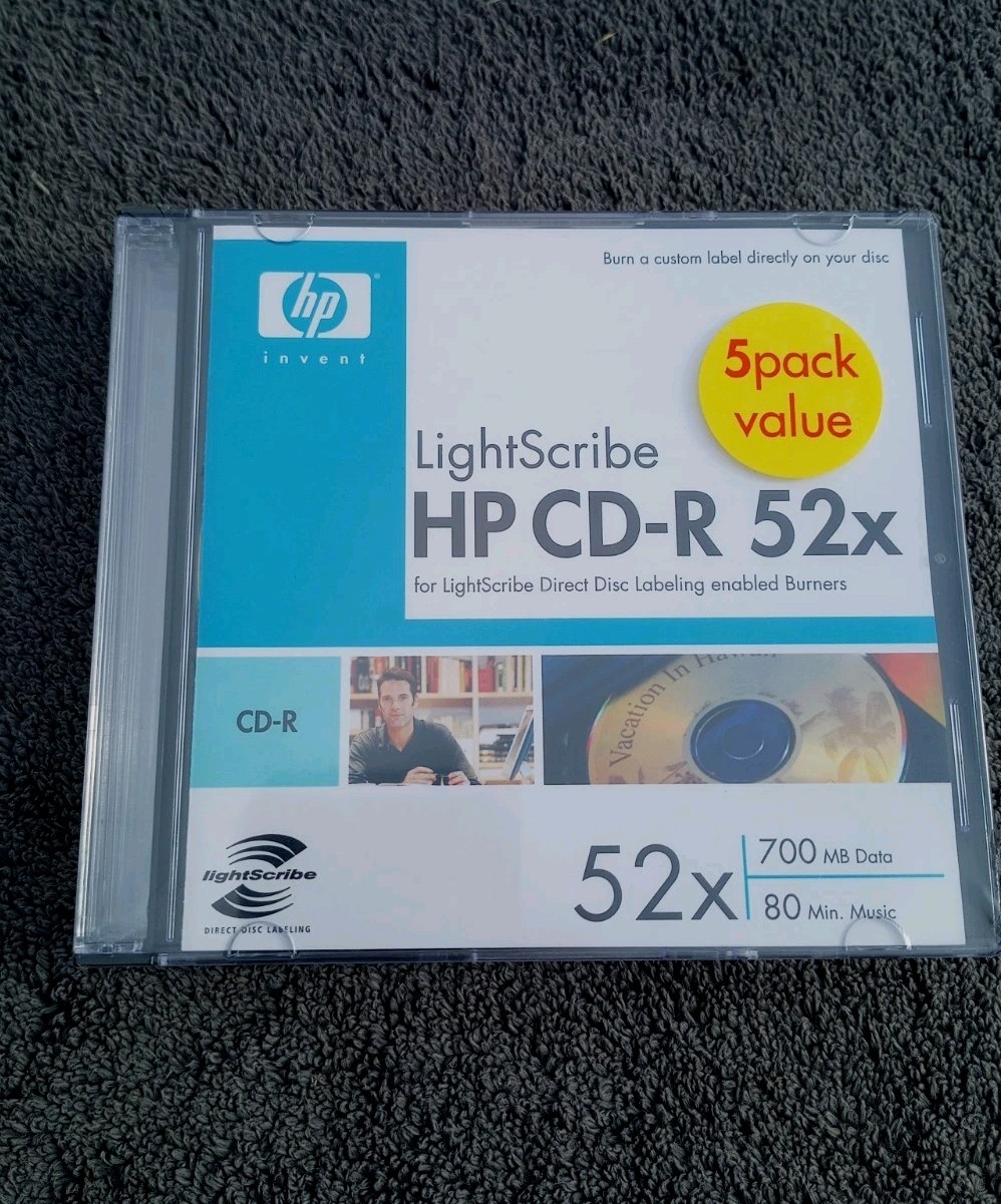 HP LightScribe CD-R 52X Discs 5 Pack New + Sealed Fst Ship