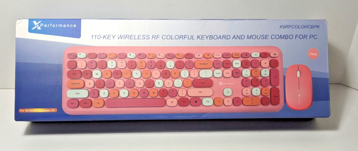 X9 Performance 110-Key Wireless RF Colorful Keyboard and Mouse Combo Pink - NEW