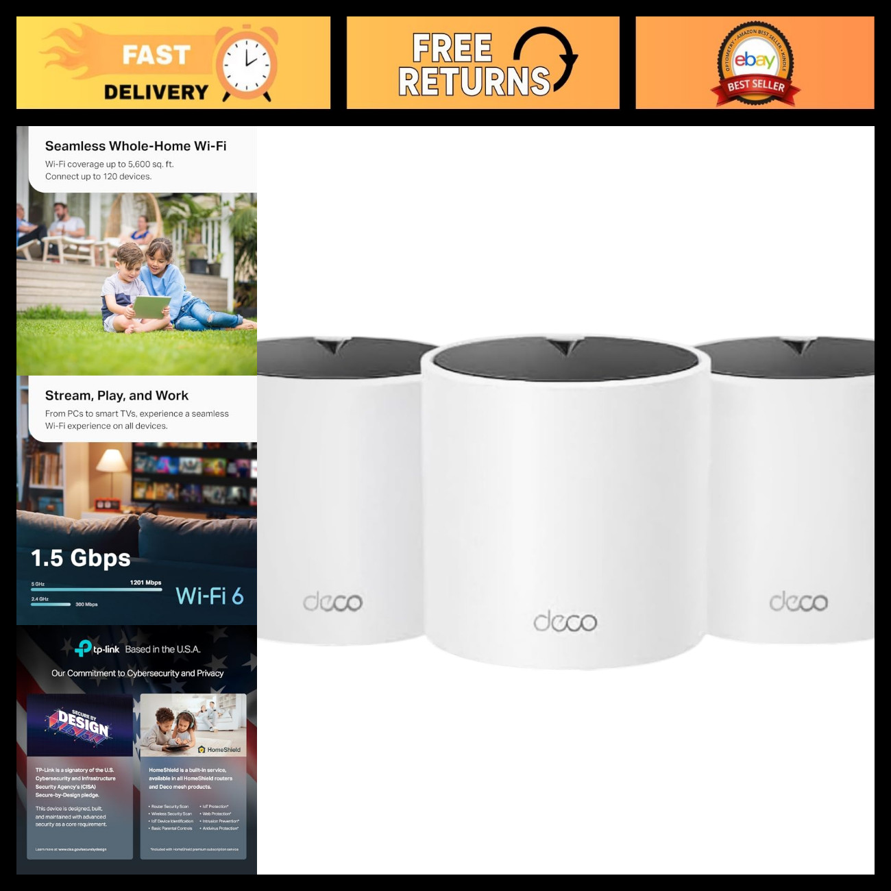 Dual-Band AX1500 WiFi 6 Mesh System - High-Speed Internet, 3-Pack, Easy Setup