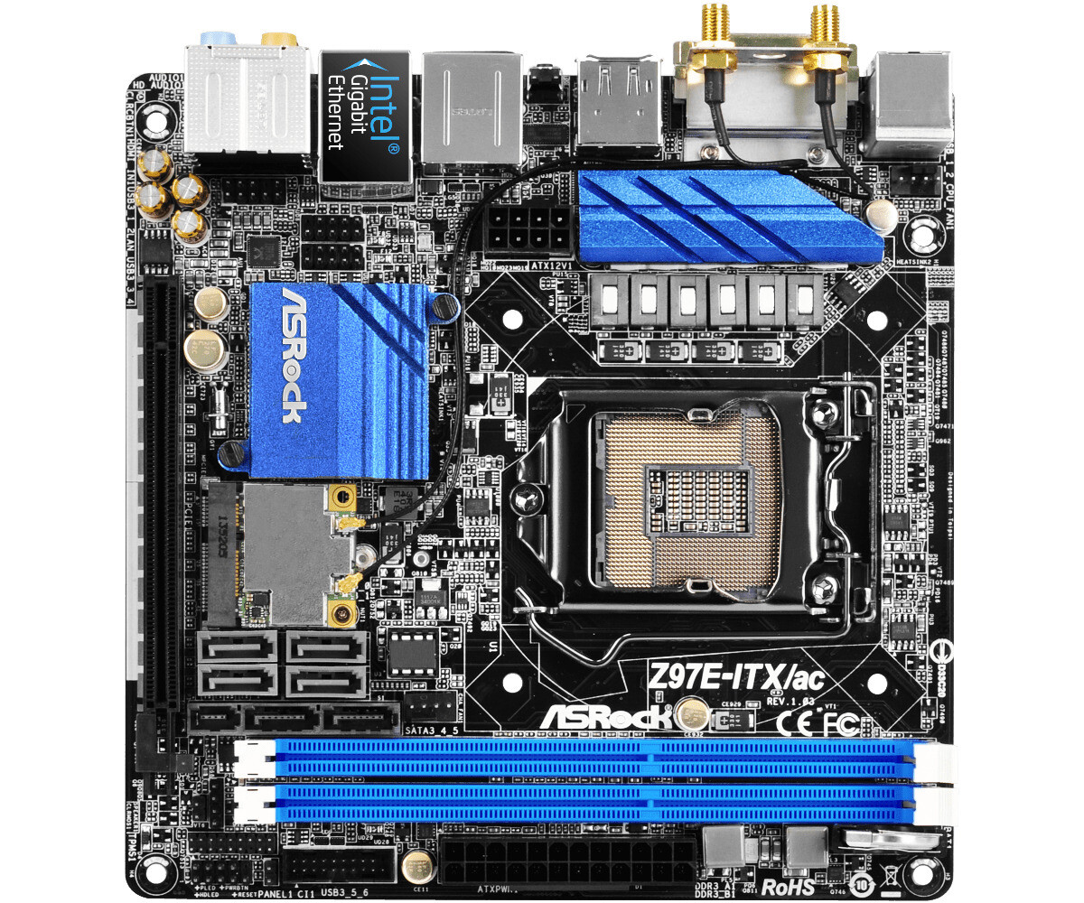 FOR ASRock Z97E-ITX/ac DDR3 LGA1150 DVI-I HDMI 16GB 5th Gen Motherboard Test OK
