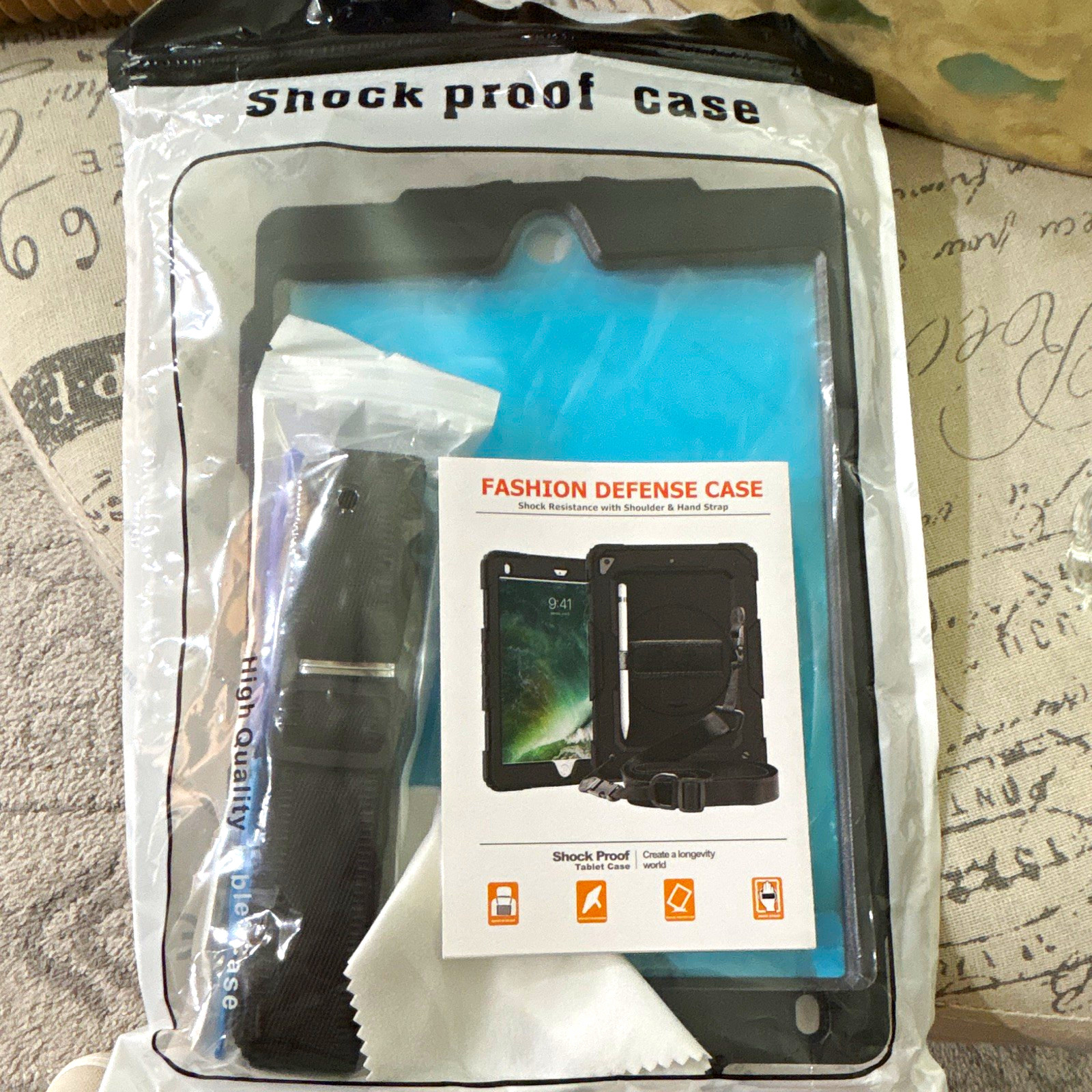 Shockproof Rugged Case for Apple iPad w/ Hand Strap & Shoulder Strap Blue/Black