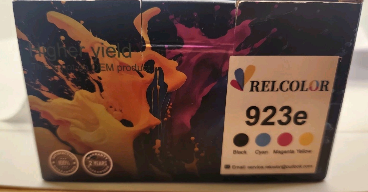 RELCOLOR Compatible 923e Ink Cartridge Set Black Cyan Magenta Yellow
