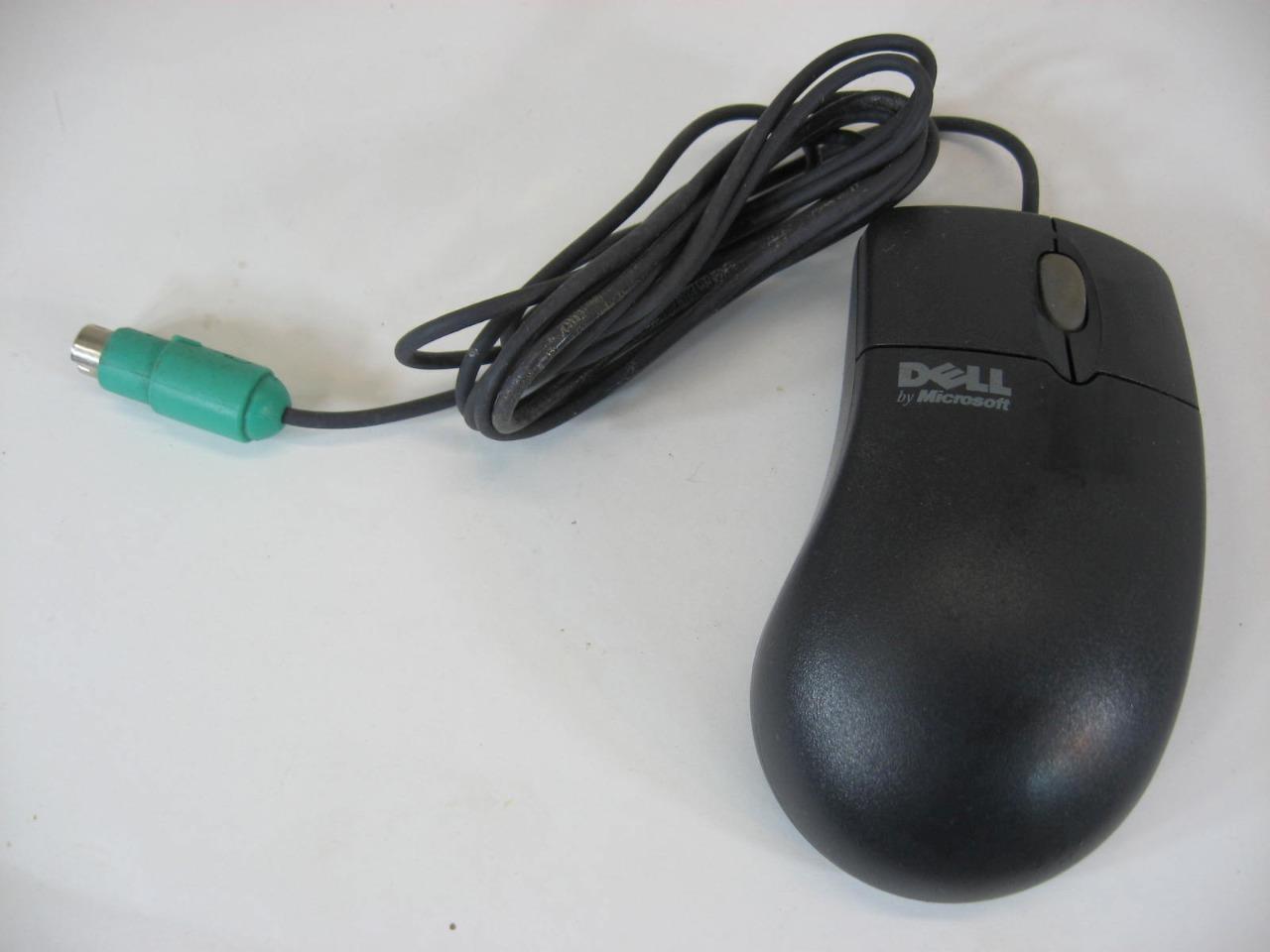 Microsoft PS/2 Dell Branded Black 2-Button Scroll Wheel Wired Ball Mouse Clean