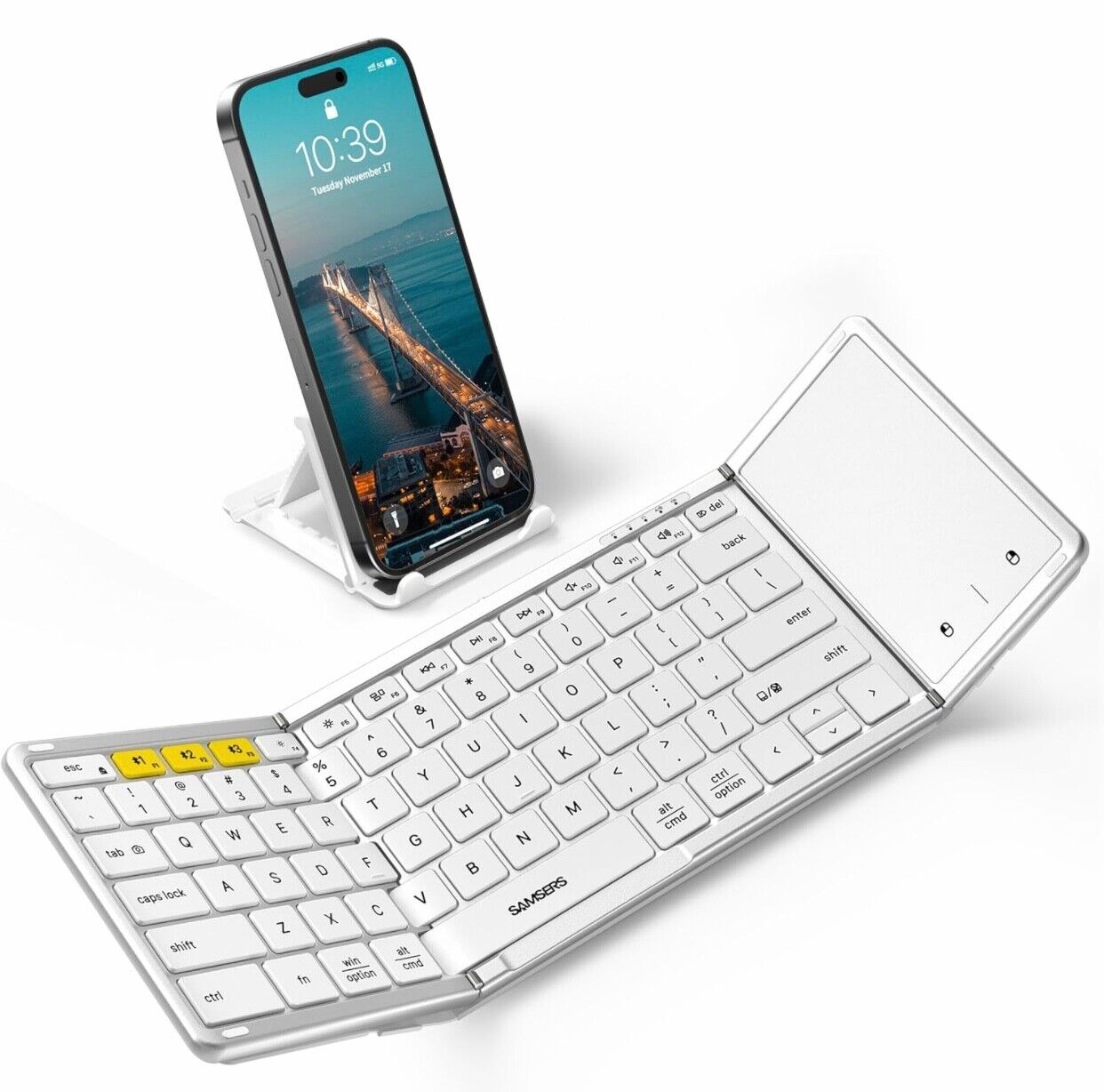 Samsers Foldable Bluetooth Keyboard with Touchpad, Full-Size Wireless