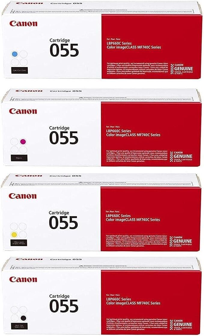 Canon Genuine 055 Standard Capacity Toner Cartridge Black/Cyan/Magenta/Yellow