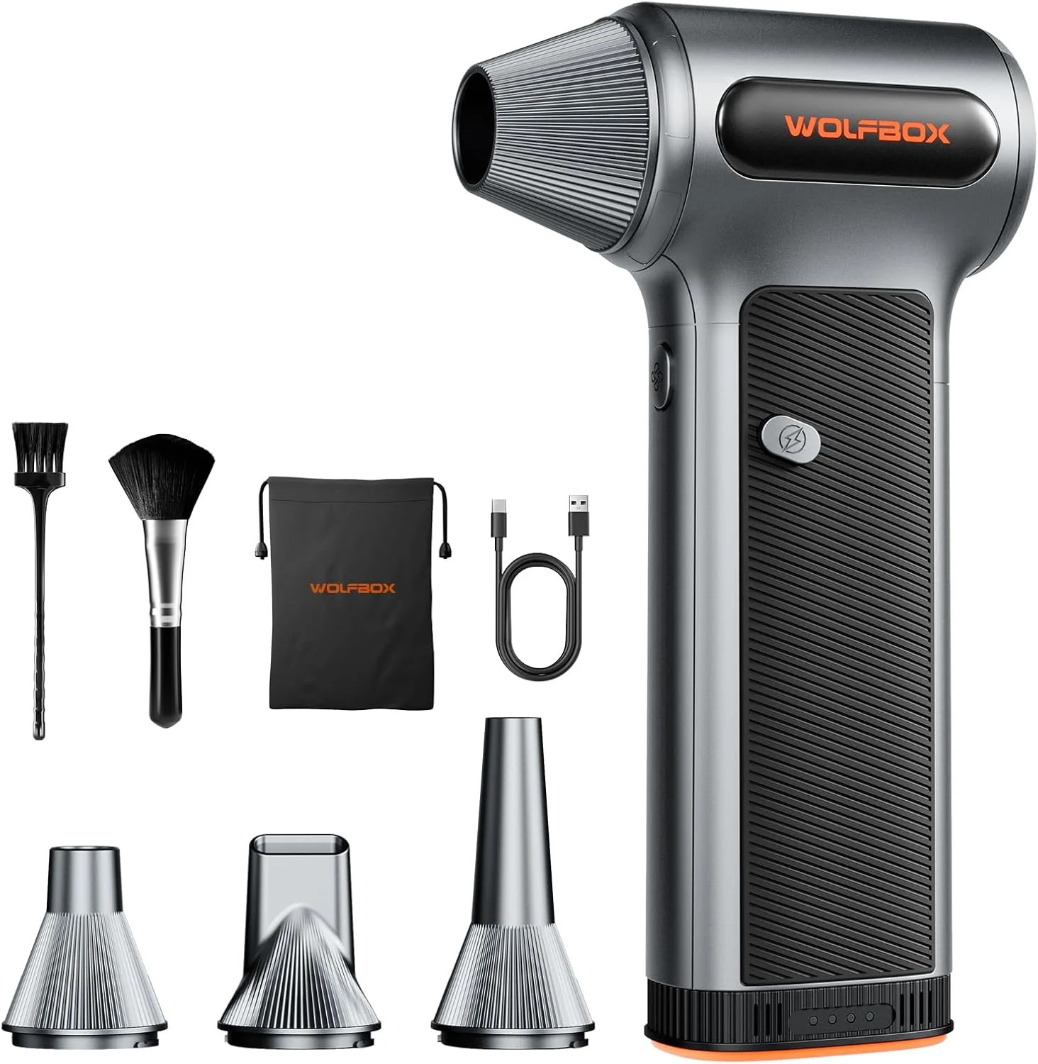 WOLFBOX MF200 Compressed Air Duster, Removable Battery, Car Cleaning, Home