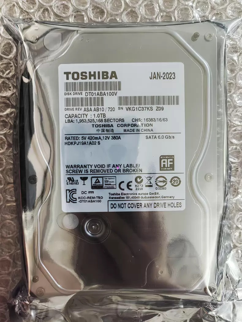 TOSHIBA DT01ABA100V 1TB SATA 6.0 Gb/s 5700 RPM 32MB 3.5" Desktop Hard Drive