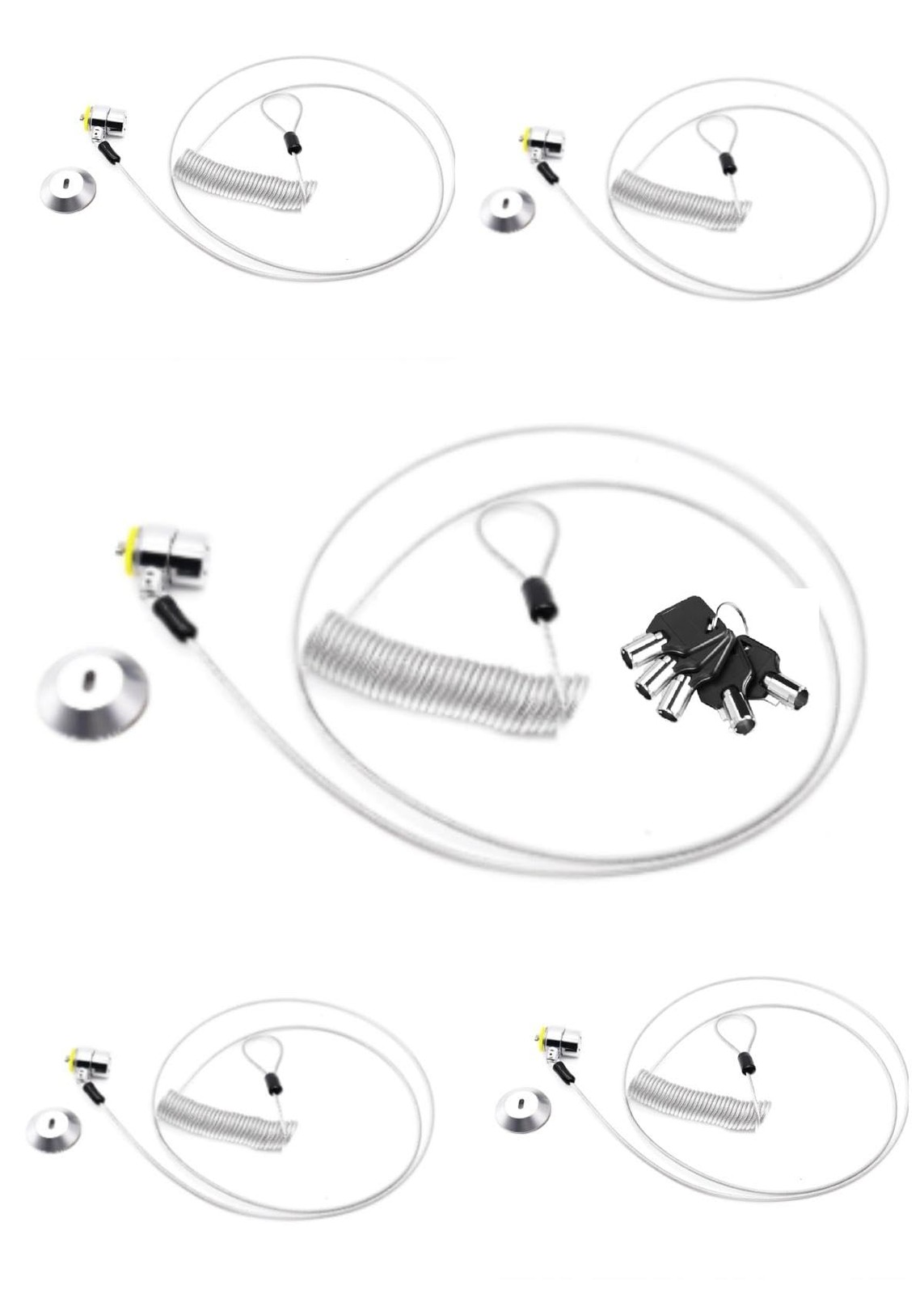 LORADAR 10-Foot Anti-Theft Laptop Cable Lock, Silver, 5 Pack