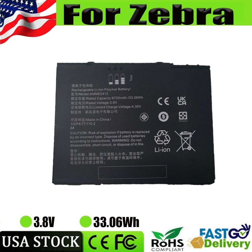 AMME2415 Battery For Zebra ET50NT-W22E NARI10-LTDN-2 INARI10-LTBN-1 BC53300011