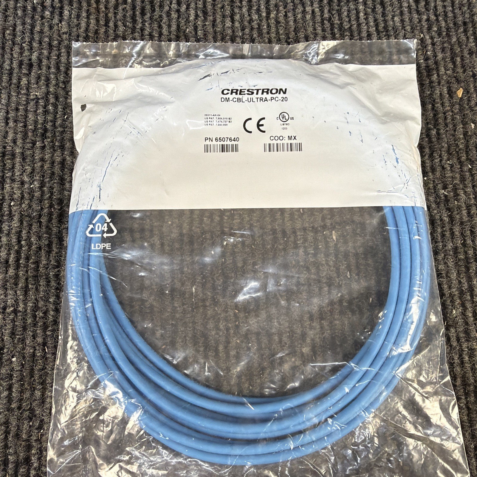 Crestron DM-CBL-ULTRA-PC-20 Ultra Patch Cable DigitalMedia 6507640 20ft