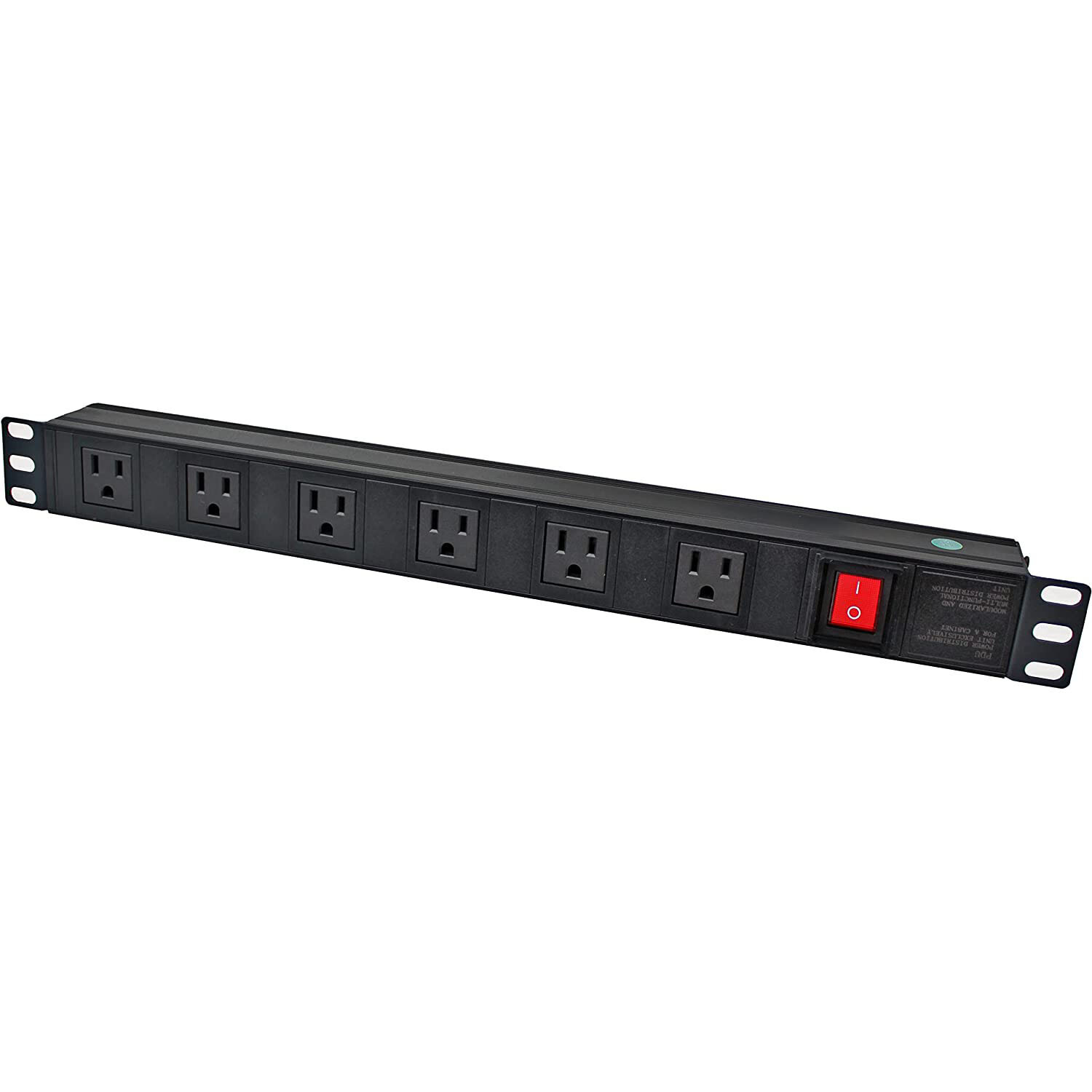 Electriduct 19 Inch 1U Rack Mount 6 Outlet Power Strip