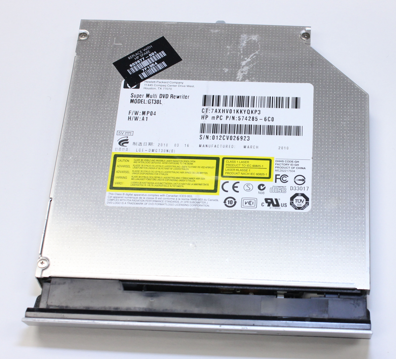 HP Pavilion DV6-3000 Optical Drive DVD RW CD SATA GT30L 603677-001 Genuine
