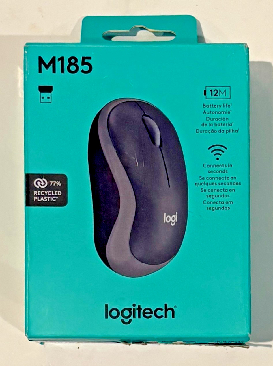 Logitech M185 Wireless Mouse - Gray/Black - Open Box UNUSED Mouse Sealed Inside