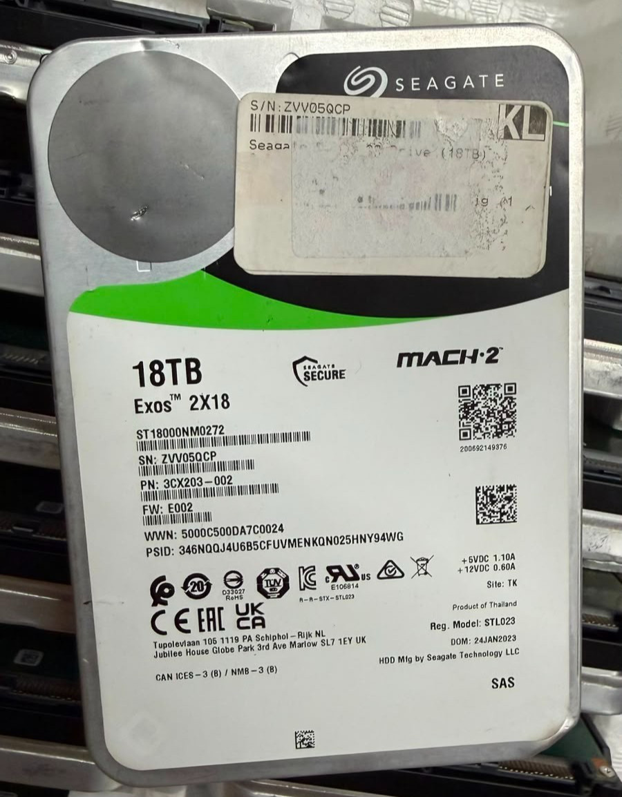 ST18000NM0272 Seagate EXOS 2X18 18TB 12Gbps 7.2K SAS 3.5" Hard Drive -Not Tested