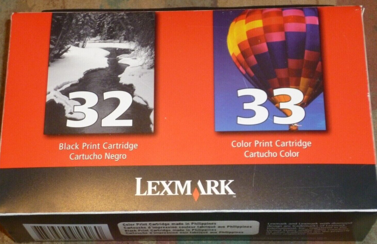 BRAND NEW SEALED 2 pack Genuine Lexmark 32 & 33 Black & Color Ink Cartridges