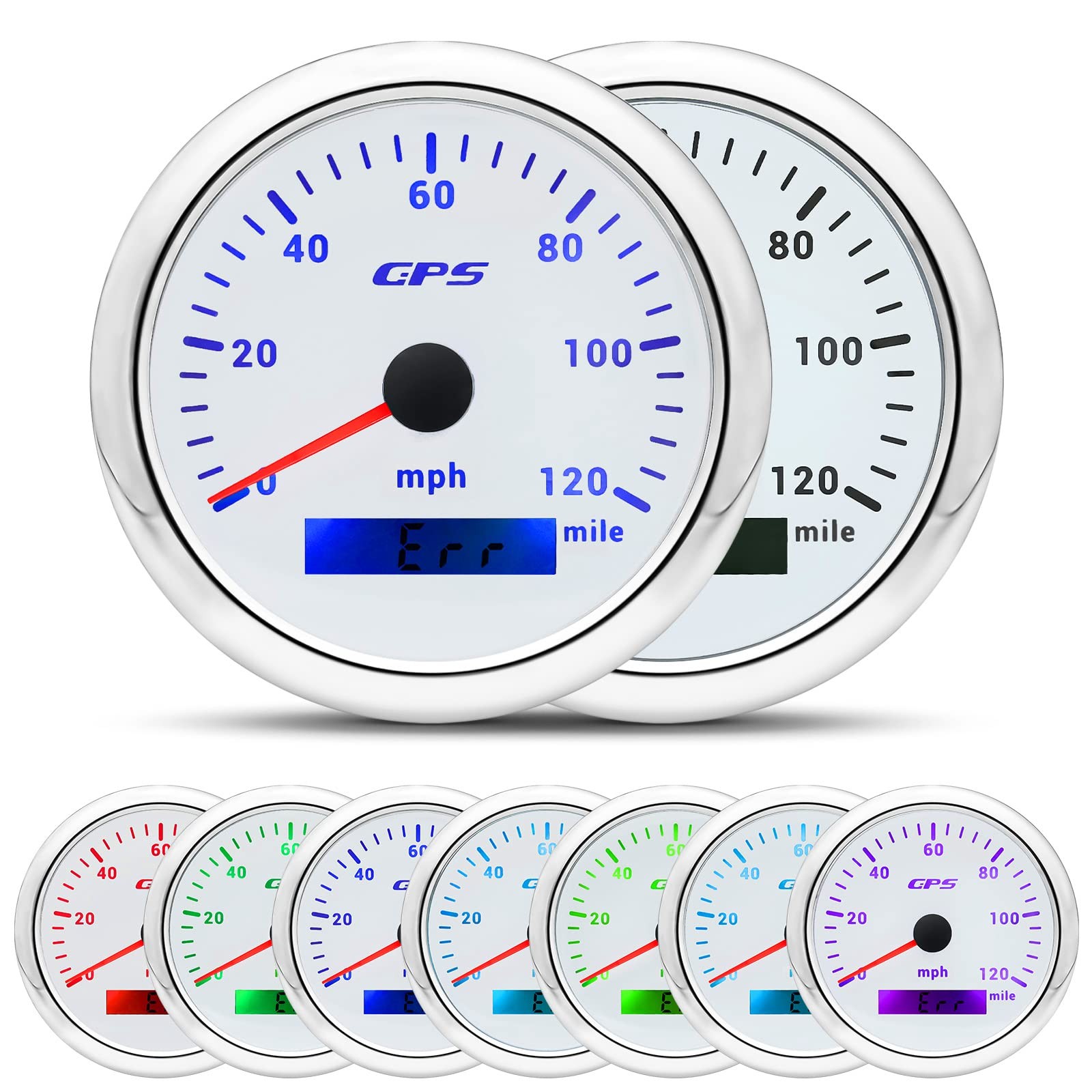 ARTILAURA GPS Speedometer 85mm 3-3/8" 7 Color 120MPH Gauge with GPS Antenna O...