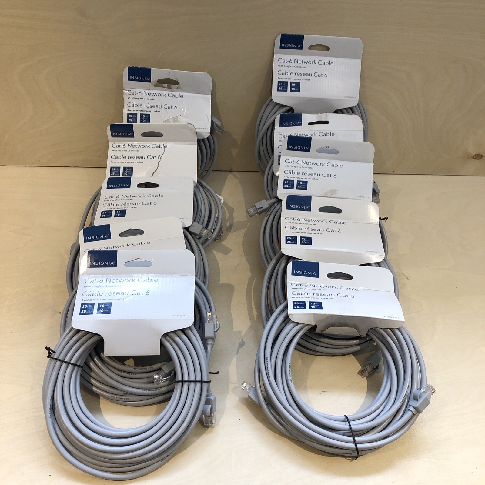 Lot 10X Insignia 25ft Cat6 RJ45 Ethernet Network Patch Cord High Speed Up 10Gbps