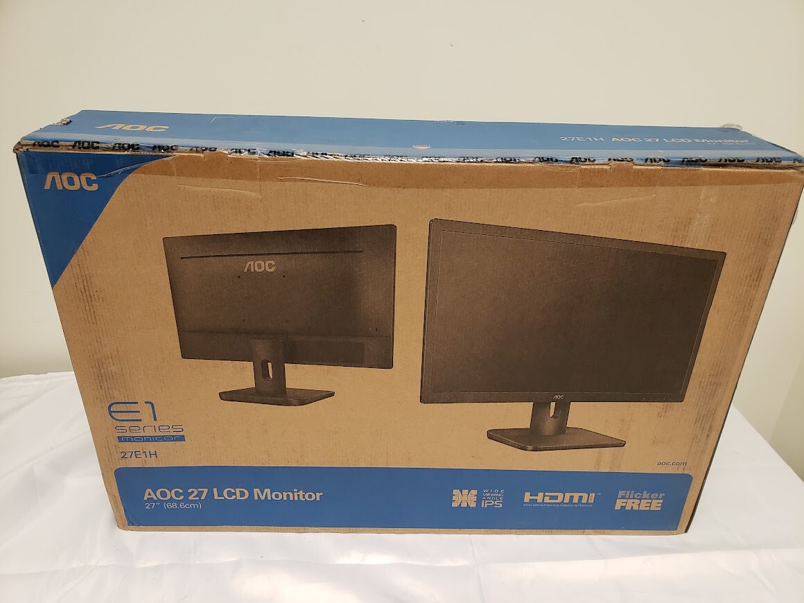 AOC 27" Full HD 1920x1080 Monitor IPS Panel 5ms FlickerFree HDMI/VGA 27E1H 