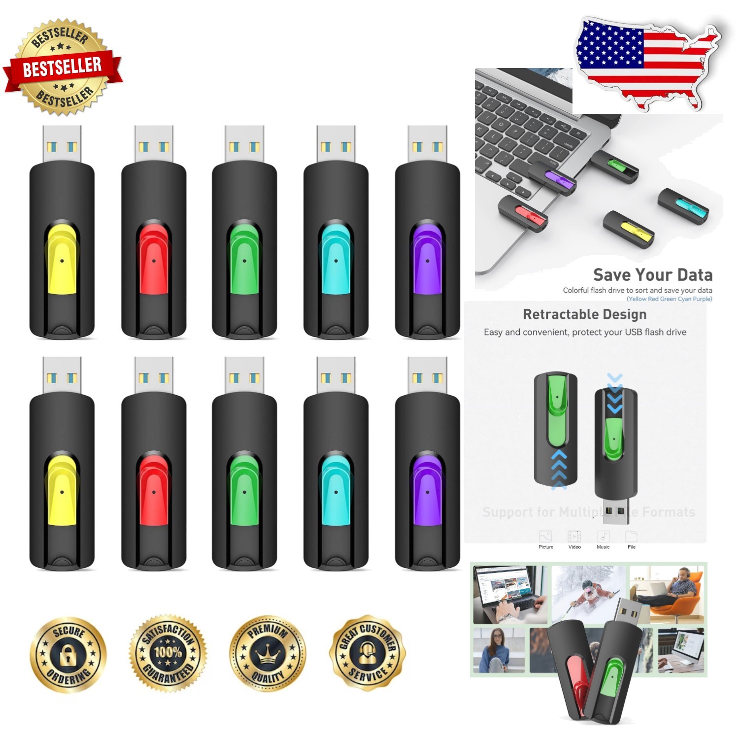 128GB Thumb Drives (10ct) - Rugged, High-Capacity, Portable Storage