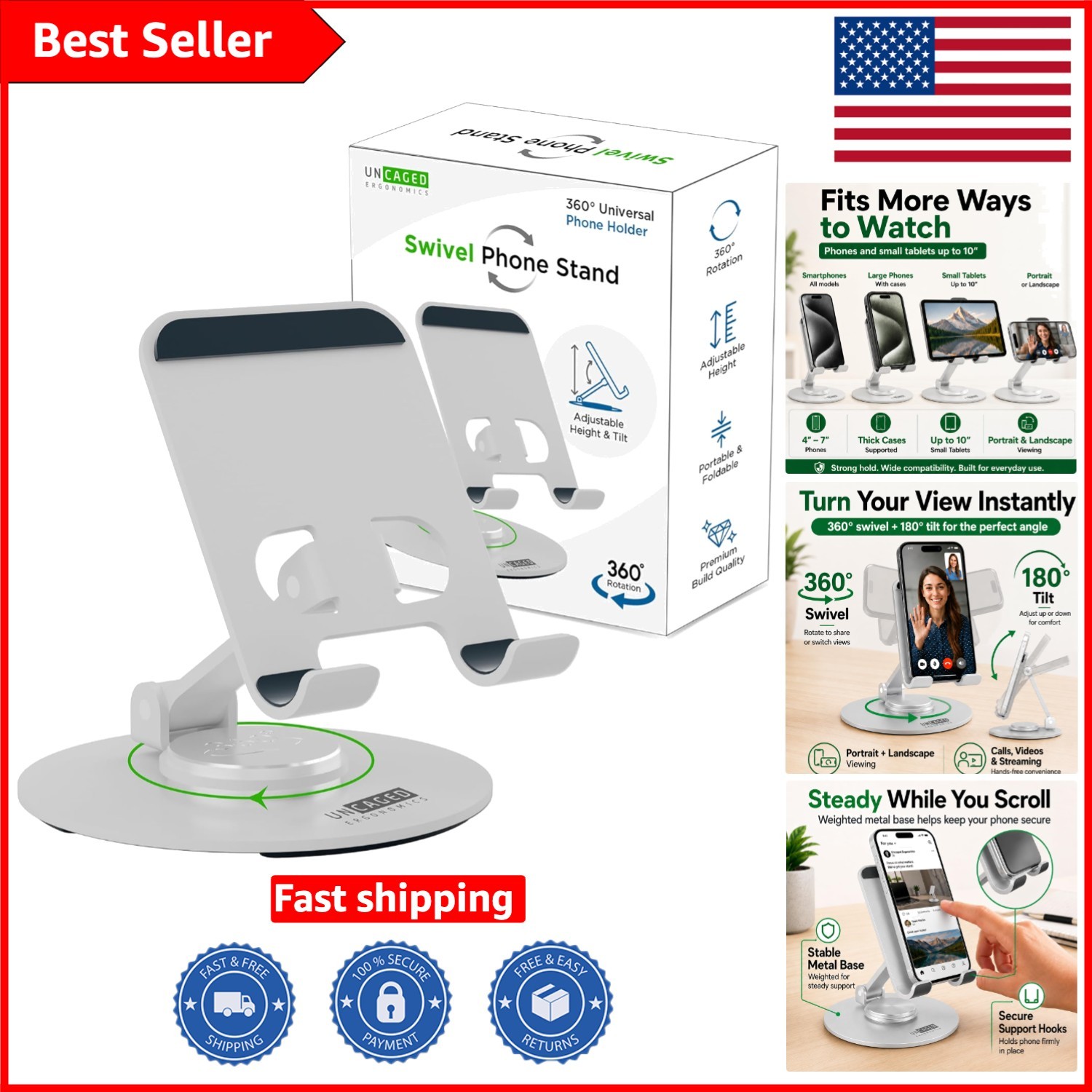 Compact and Sturdy Adjustable Phone Stand for Desk - Embrace Modern Elegance