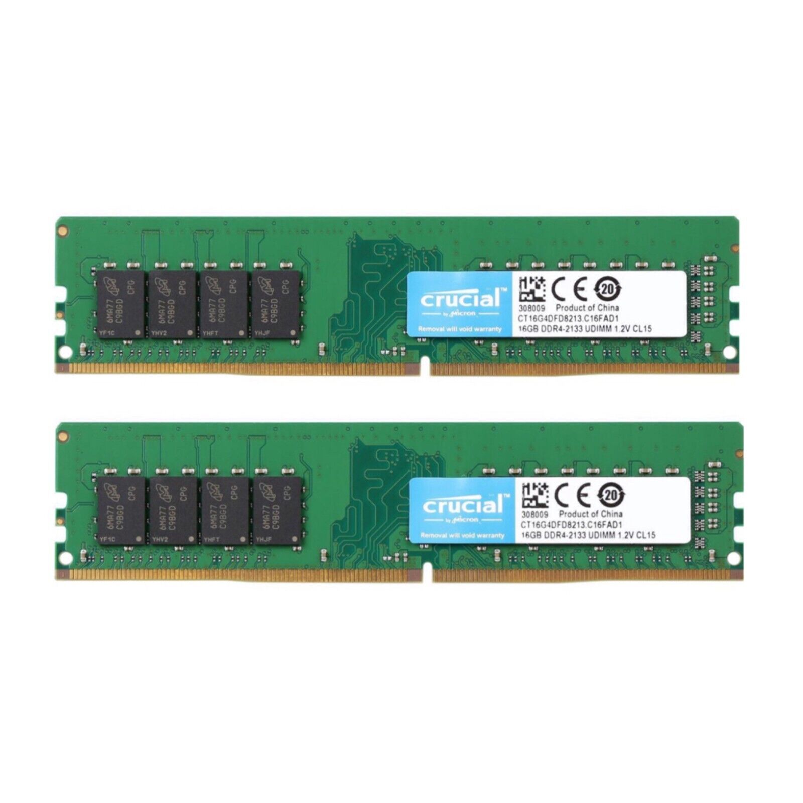 Crucial 32GB Kit 2X16GB DDR4 PC4-17000 2133MHz Desktop DIMM Memory CT16G4DFD8213