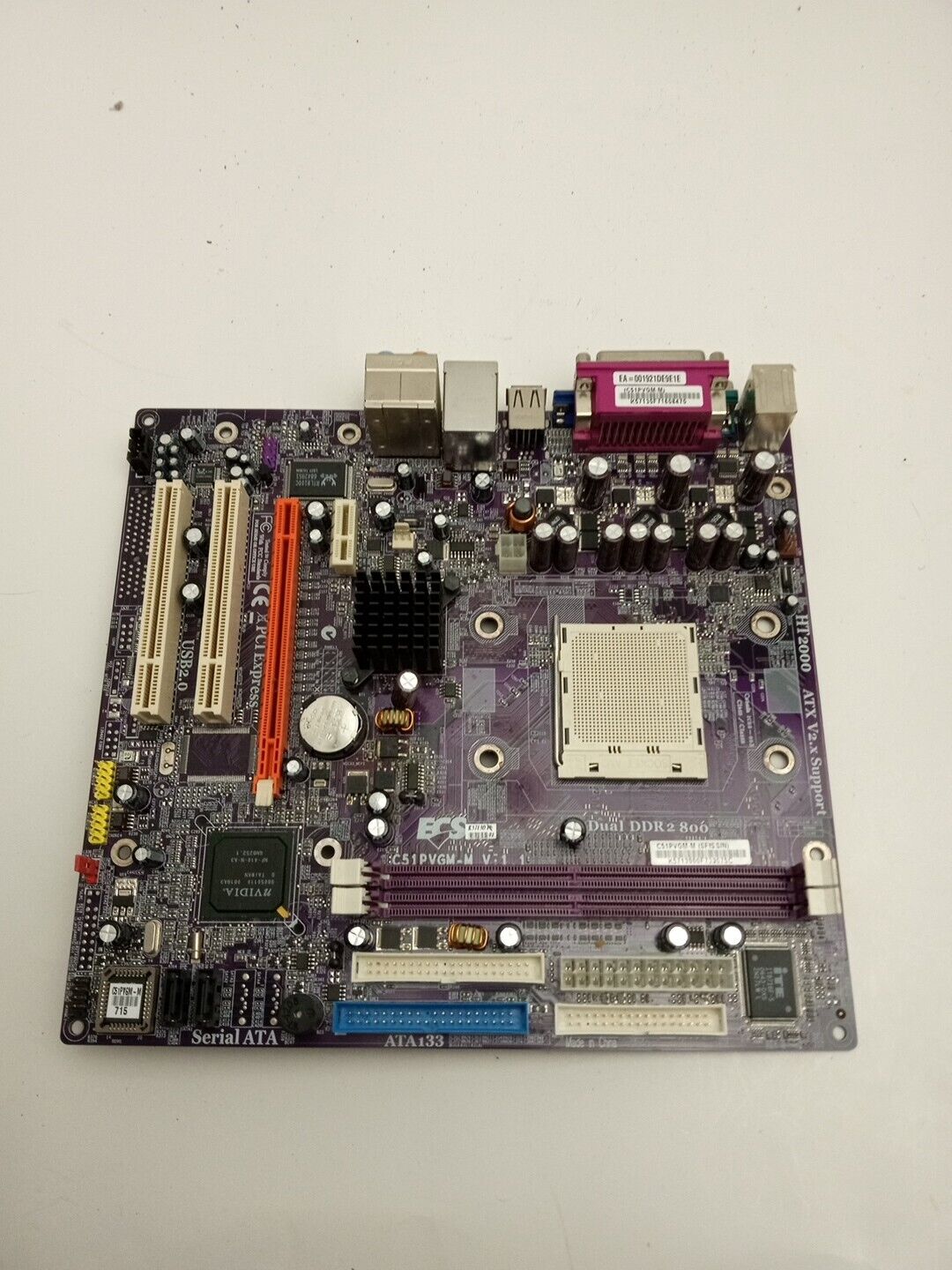 ECS HT2000 Desktop Micro-ATX Motherboard, C51PVGM-M (V1.0)