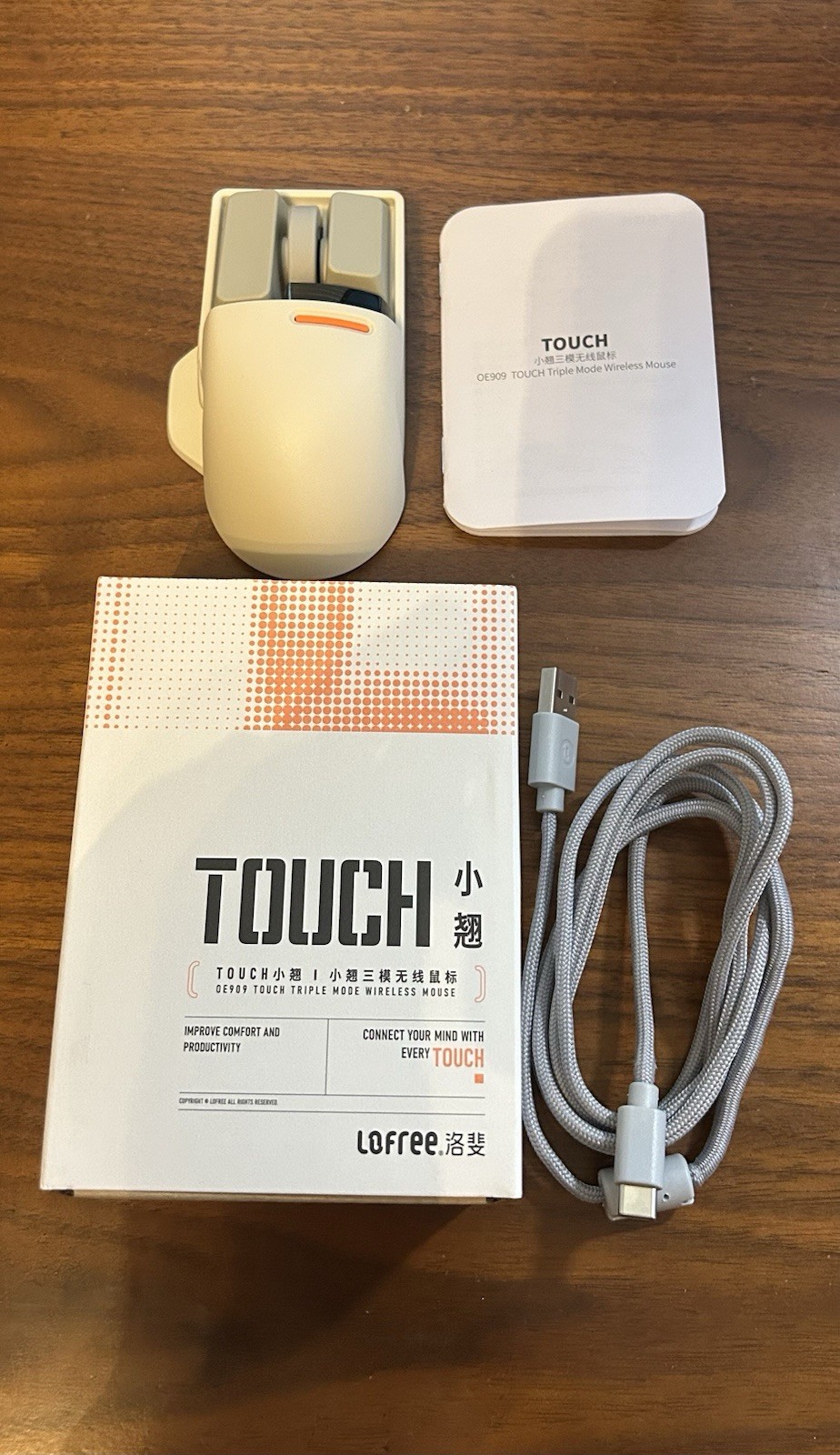 LOFREE Touch PBT Wireless Mouse USB Receiver Cable