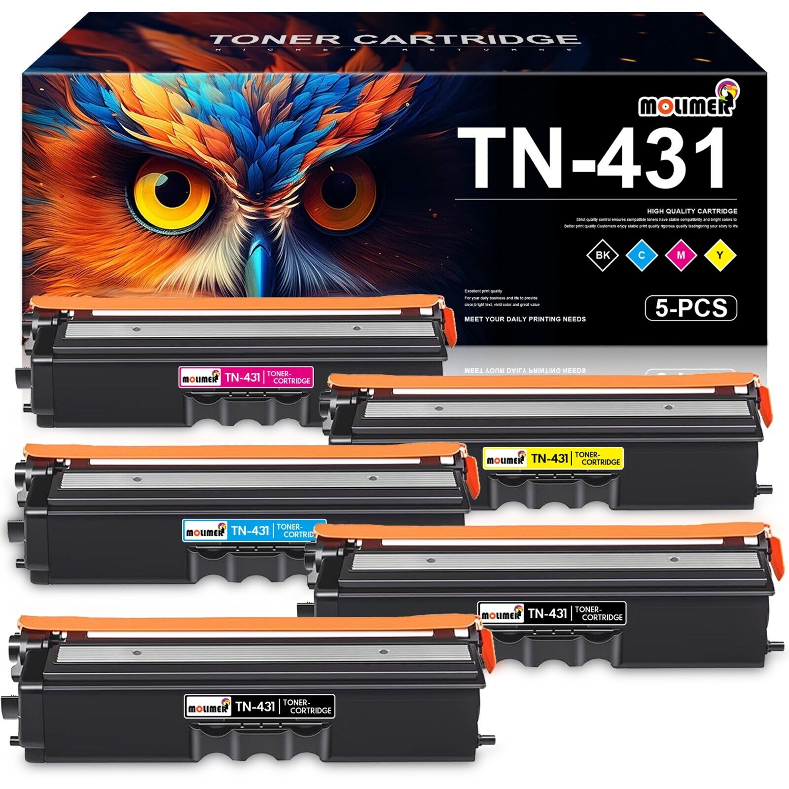 High Yield TN431 Toner Replacement for Brother  TN431 MFC-L8600CDW 2BK/1C/1Y/1M