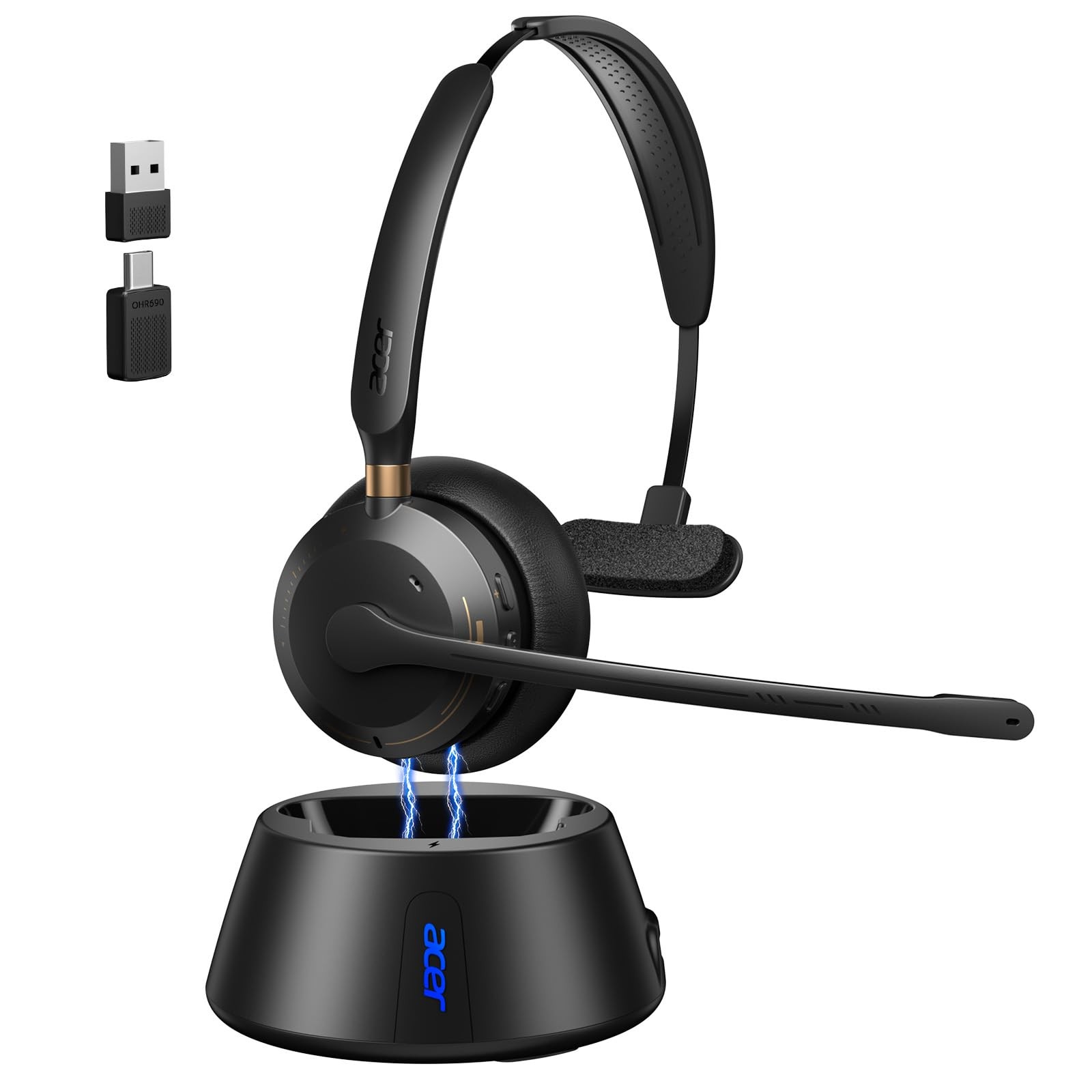 Acer Wireless Headset with Mic for Work Bluetooth 5.3 USB 2.4G Dongle