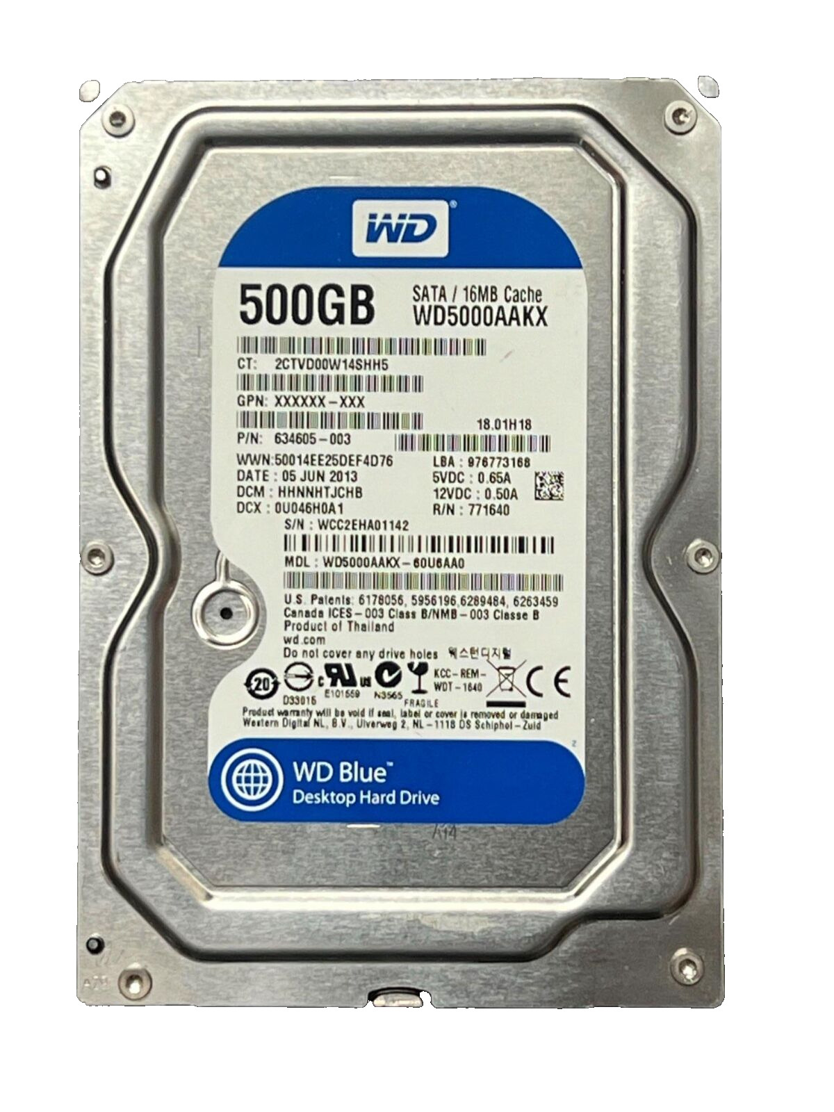 Western Digital WD5000AAKX 500GB 7200 RPM 16MB Blue 3.5\