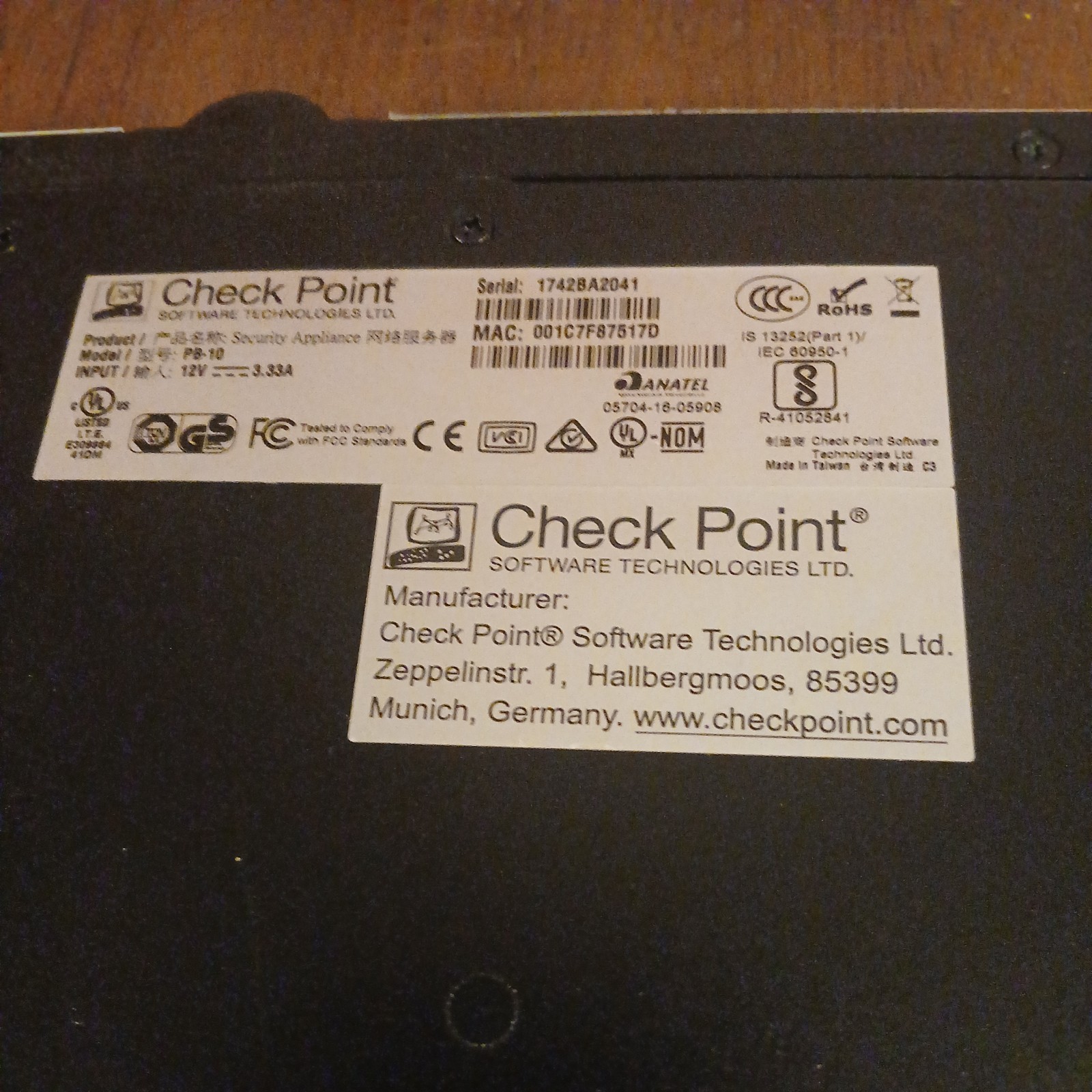 lot of 2 Check Point Security Gateway Firewall Appliance PB-10 no cords