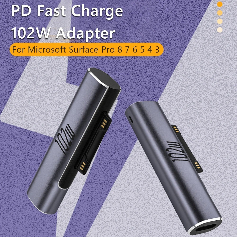 102W Type-C PD Fast Adapter Converter For Microsoft Surface Pro 7/6/5/4/3 USB-C